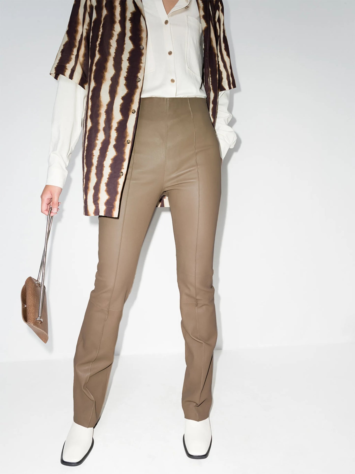 high-rise leather trousers
