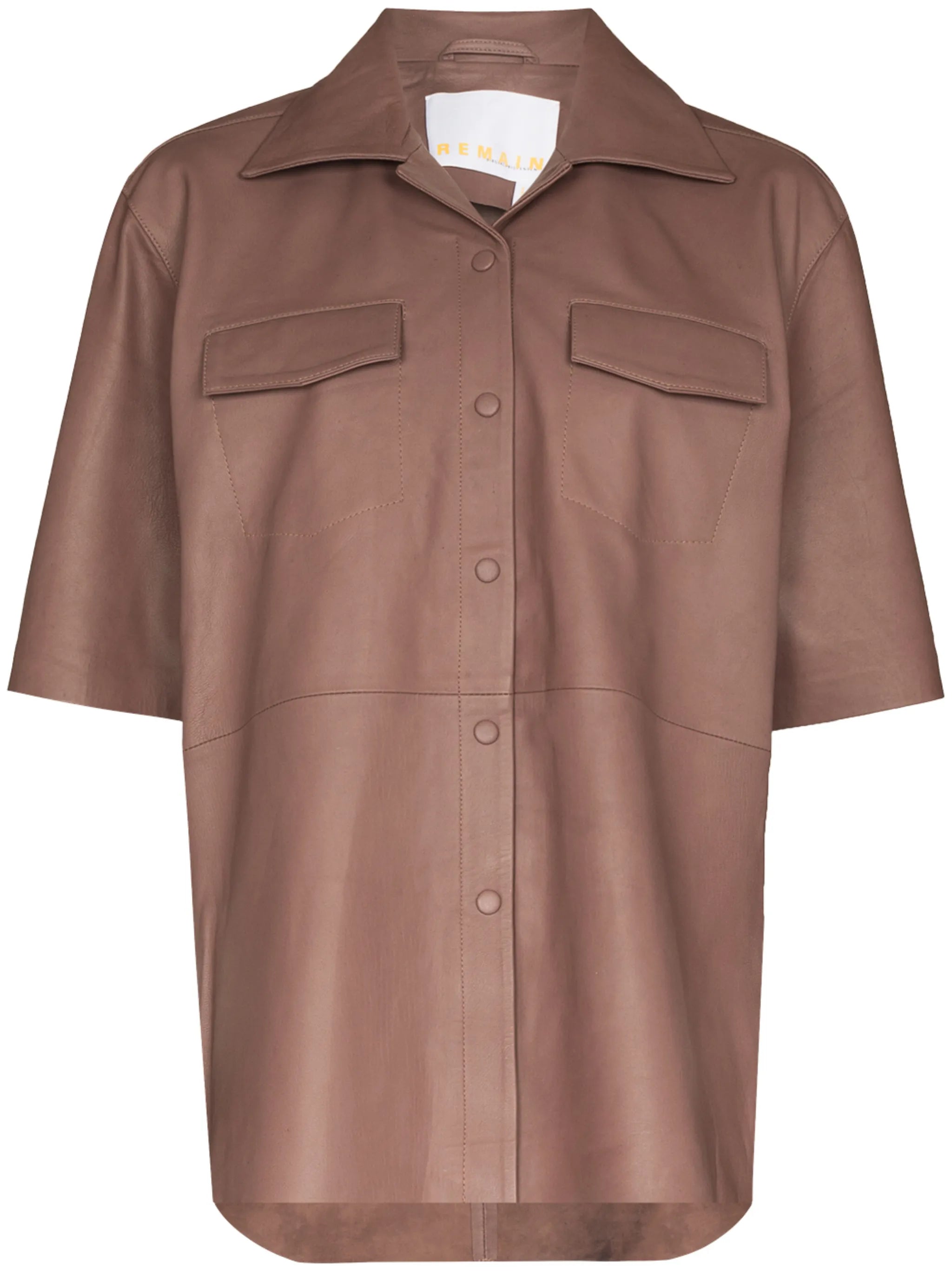 Jocy short-sleeve leather shirt