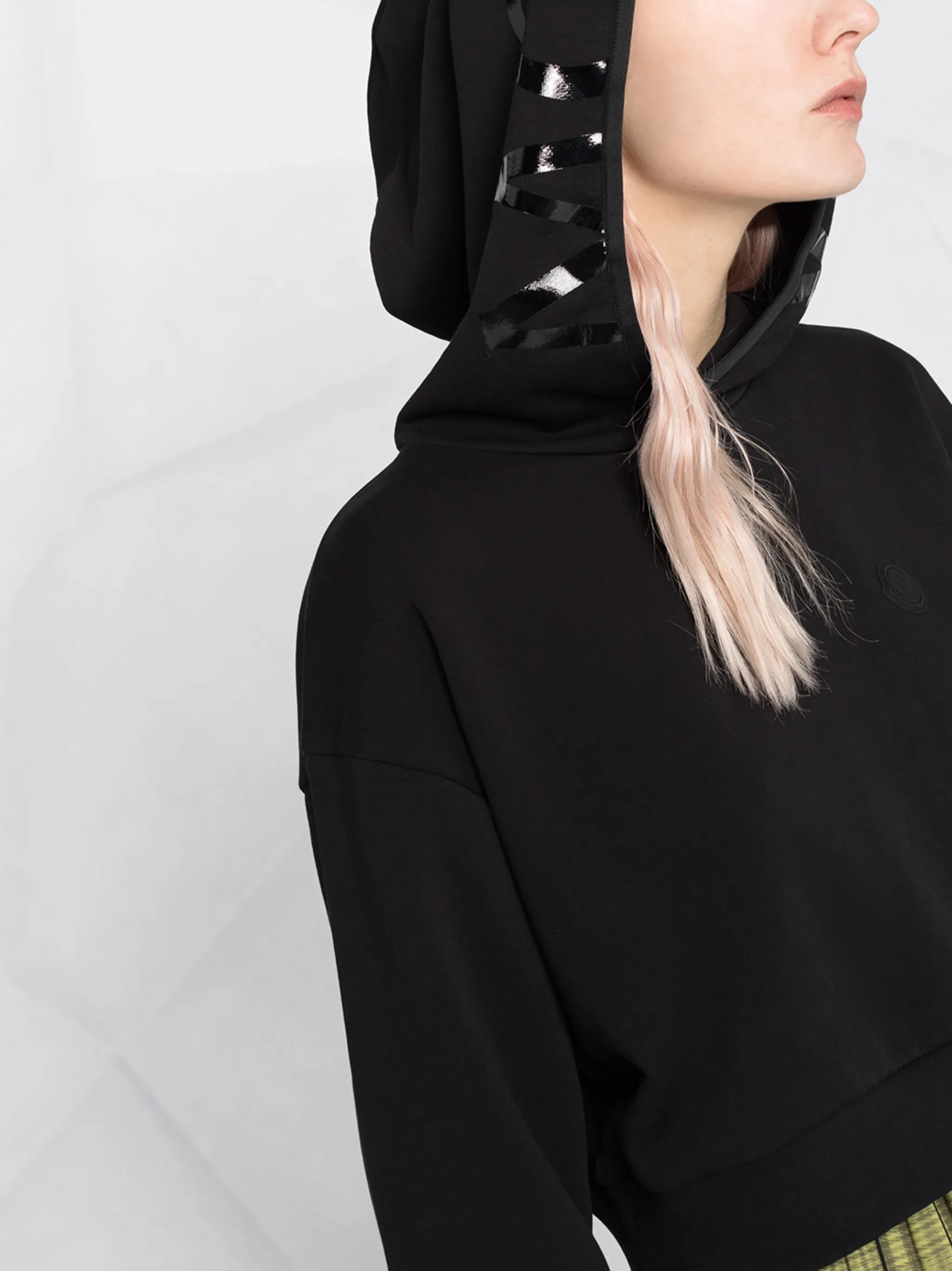 cropped logo print hoodie