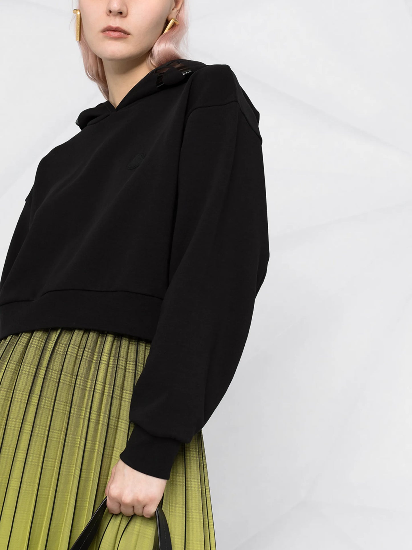 cropped logo print hoodie