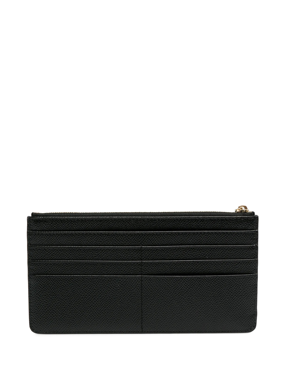 large calfskin card holder with branded plate