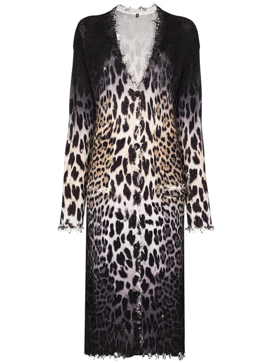 faded leopard print cardigan