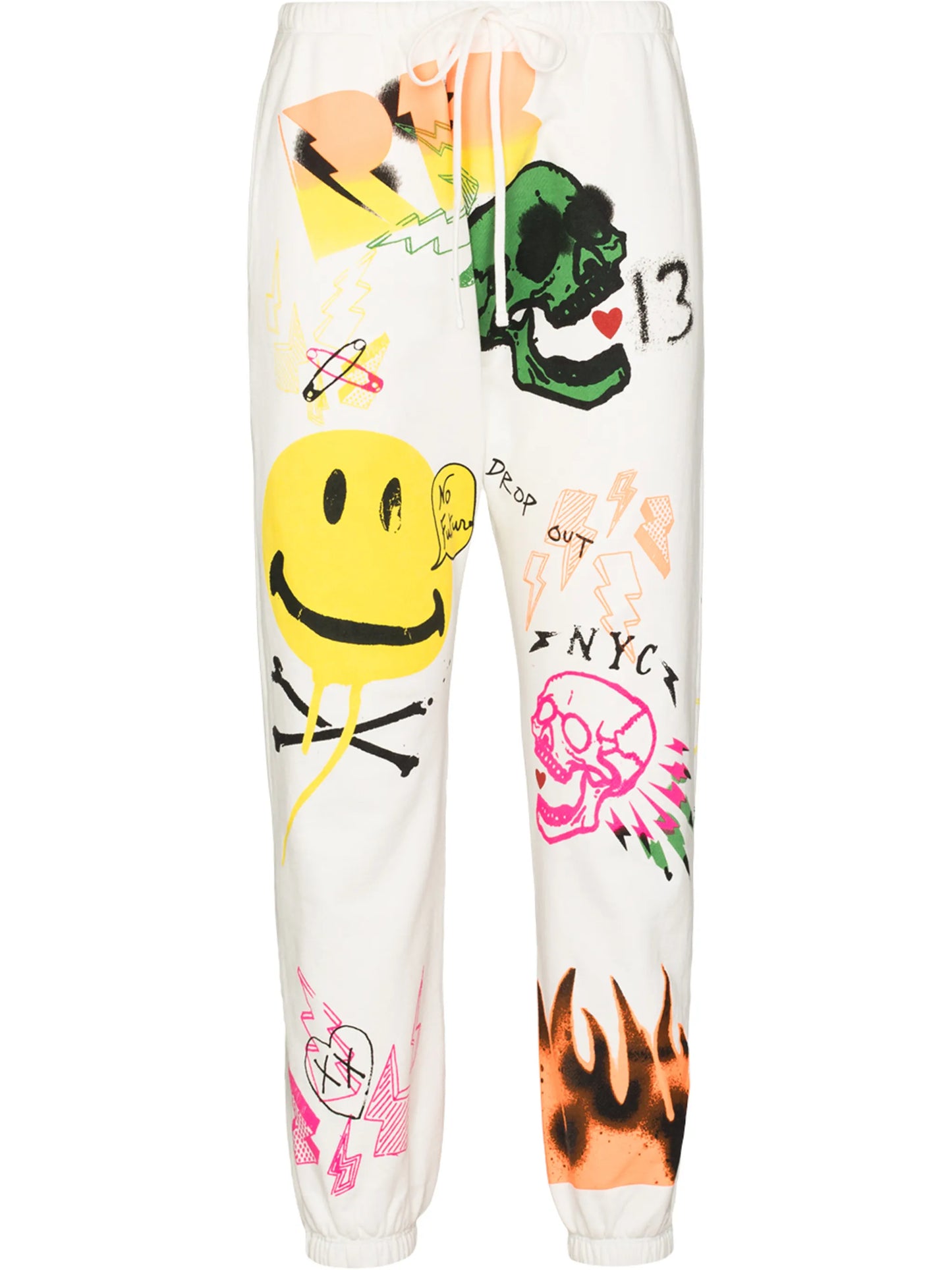 graffiti-print cotton track pants