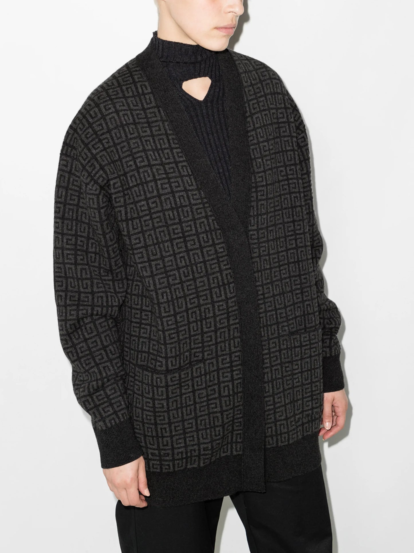 monogram pattern cashmere cardigan