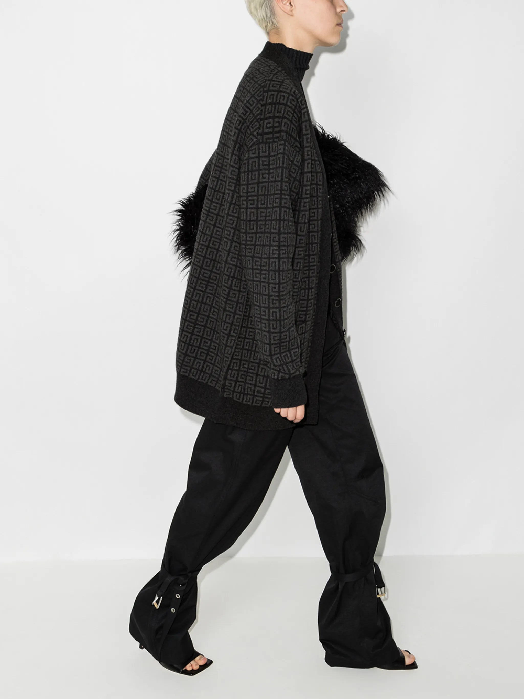 monogram pattern cashmere cardigan