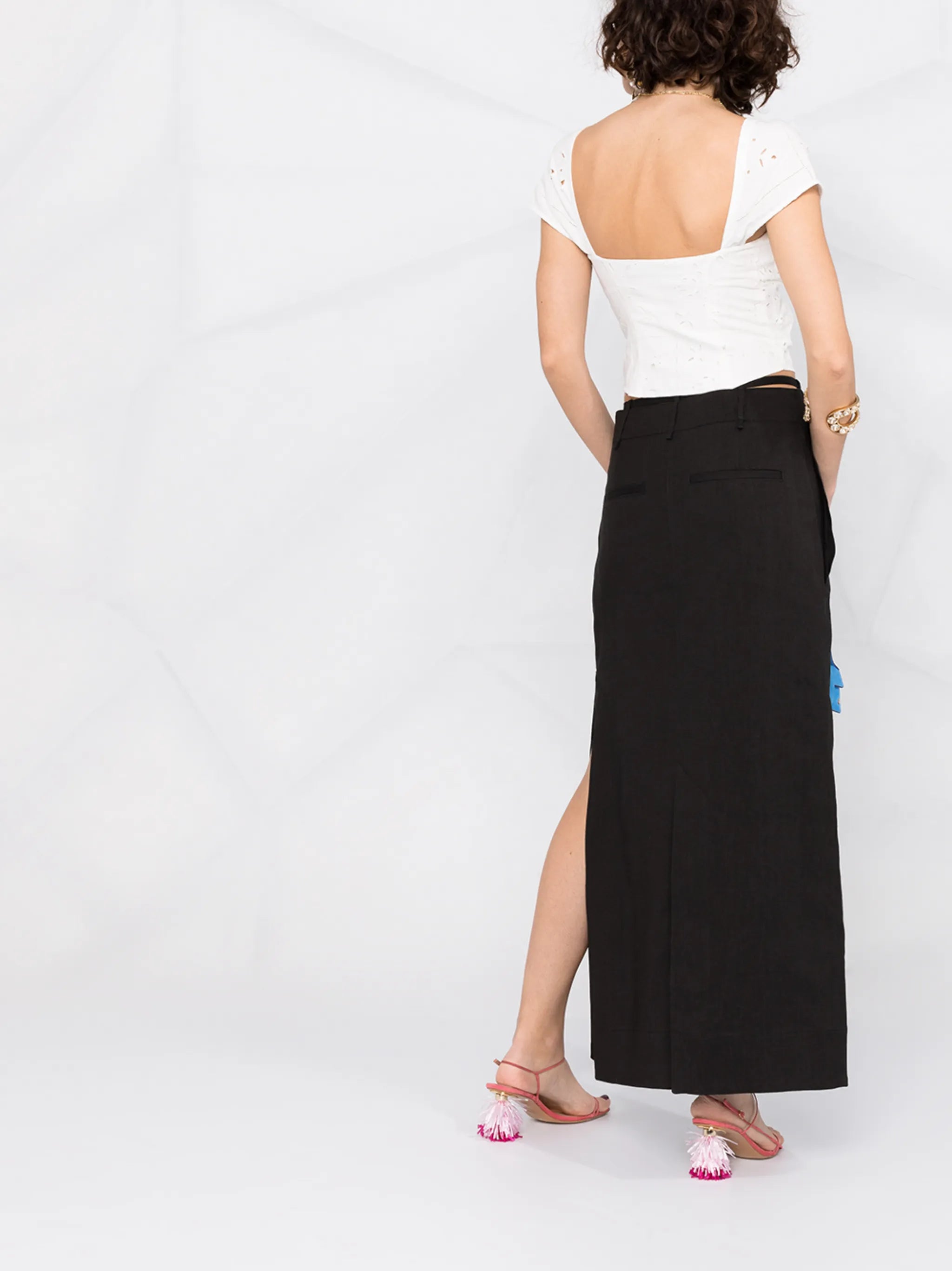 thong-strap maxi skirt