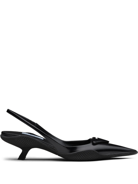 triangle patch slingback pumps