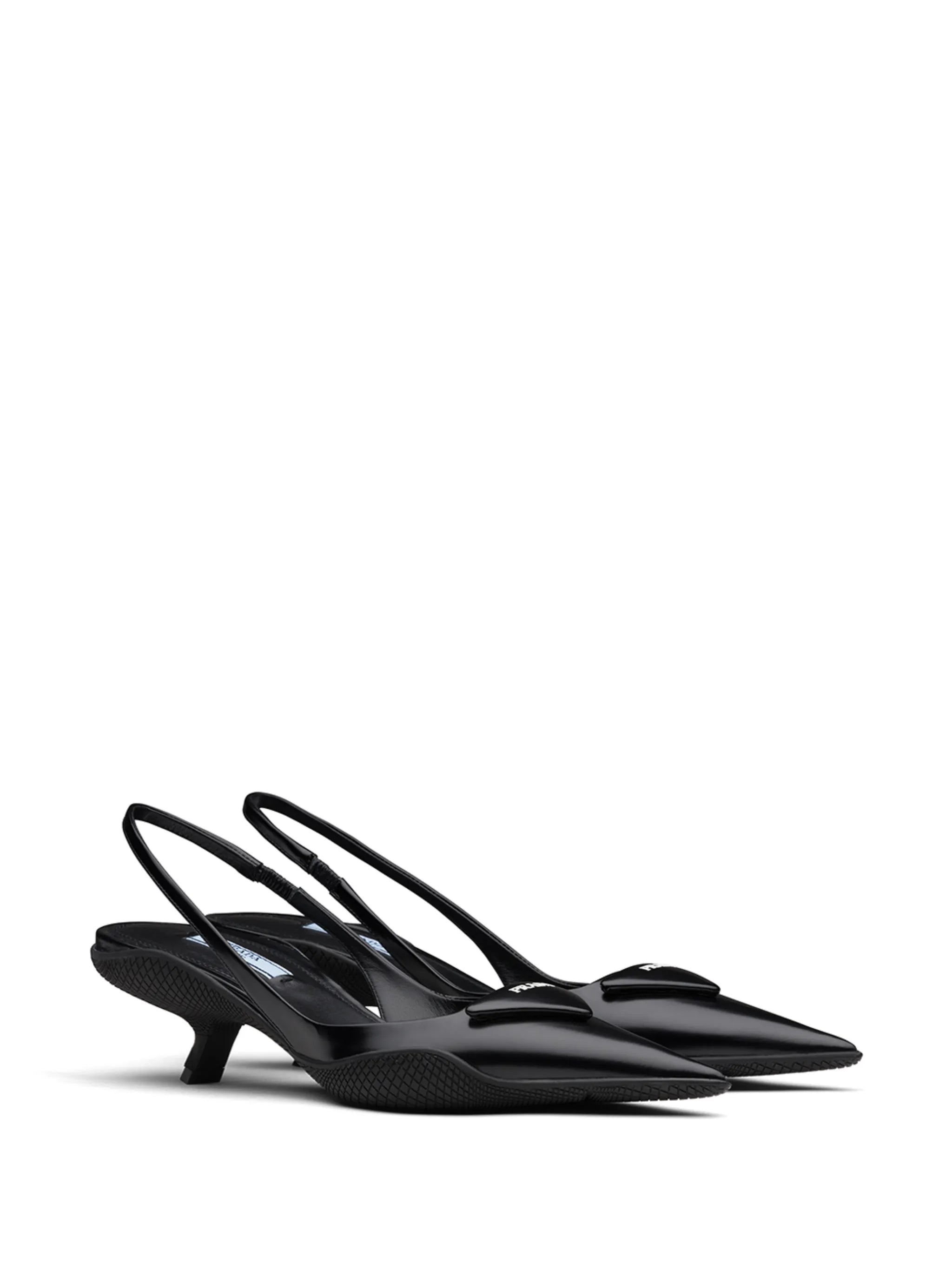 triangle patch slingback pumps
