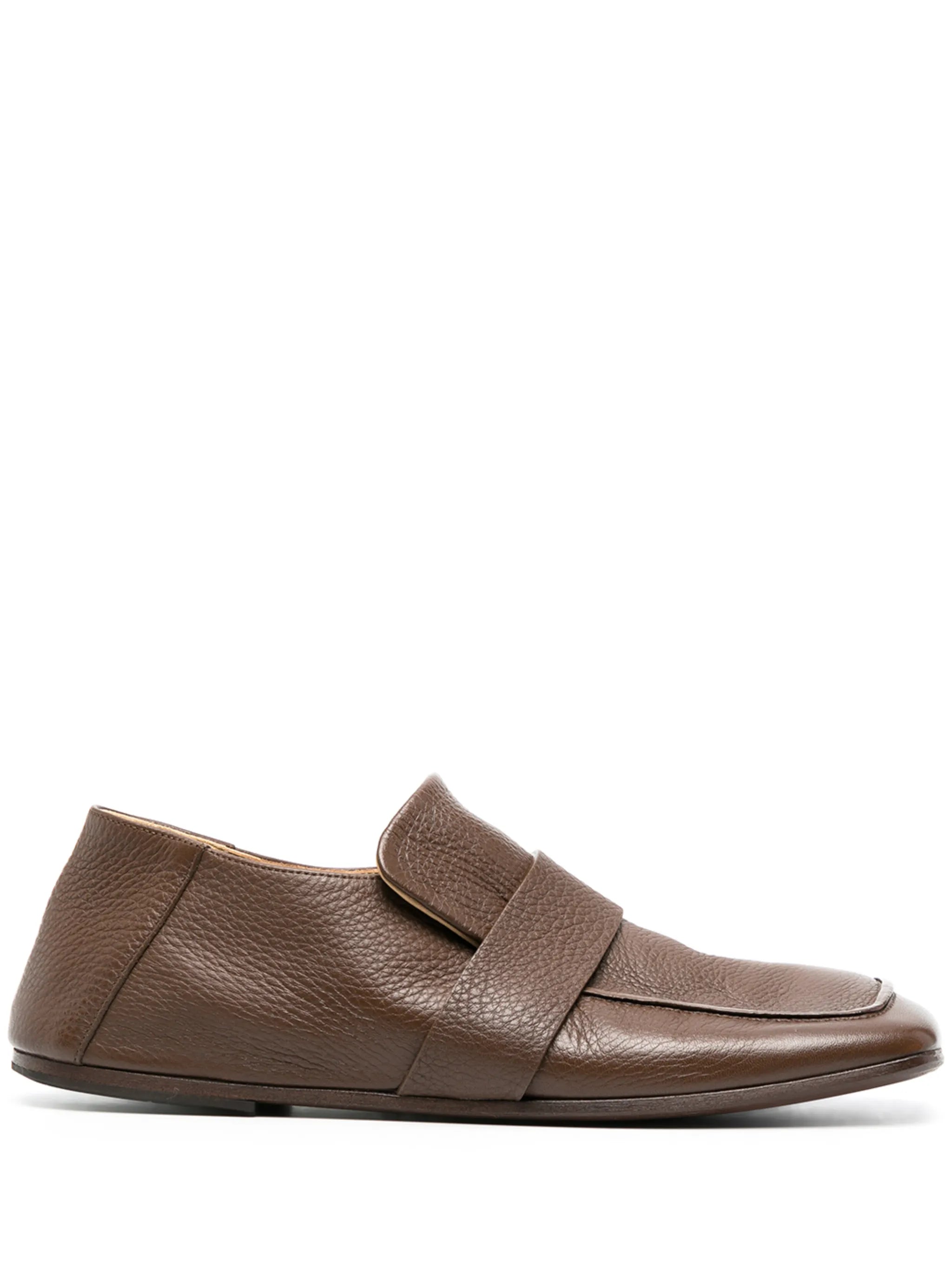 square-toe leather loafers