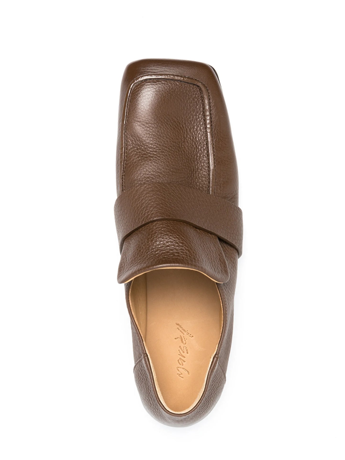 square-toe leather loafers