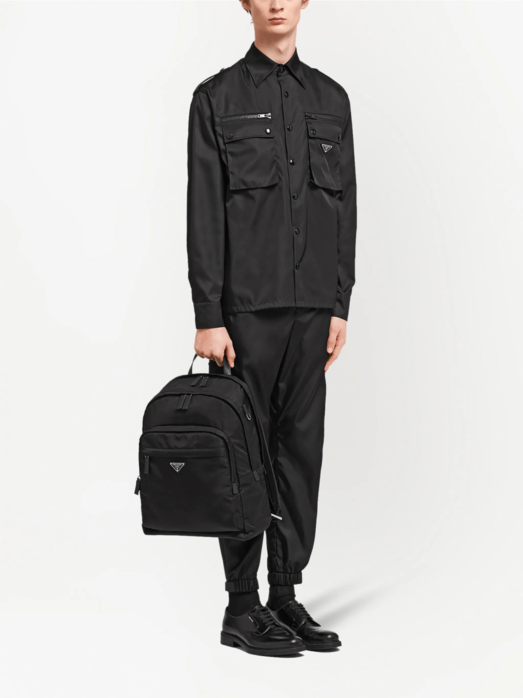Re-Nylon logo-plaque backpack
