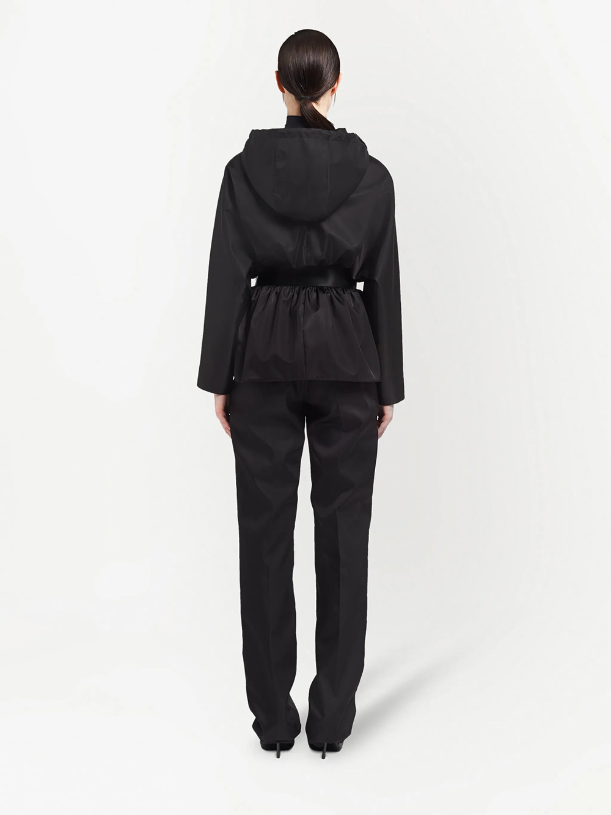 re-nylon gabardine belted jacket