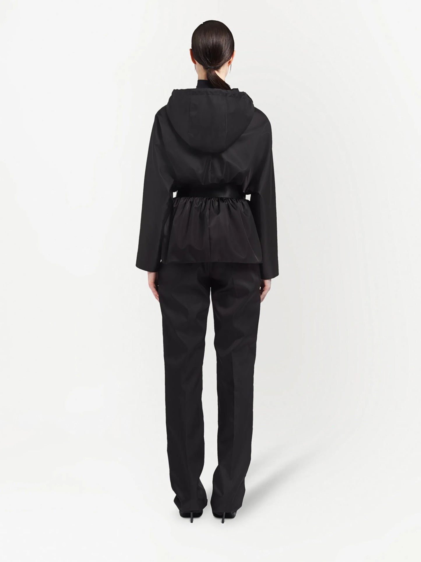re-nylon gabardine belted jacket
