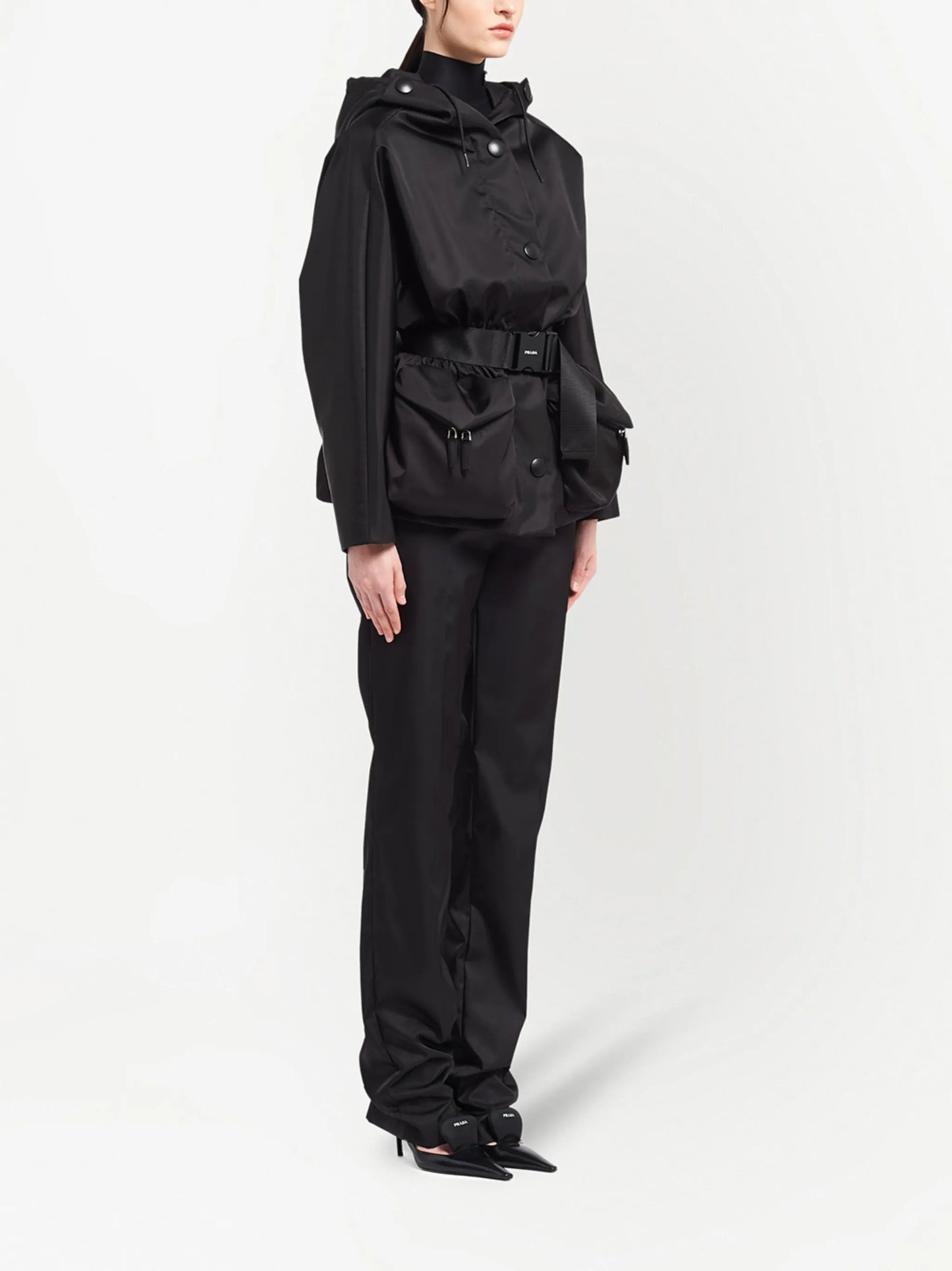 re-nylon gabardine belted jacket