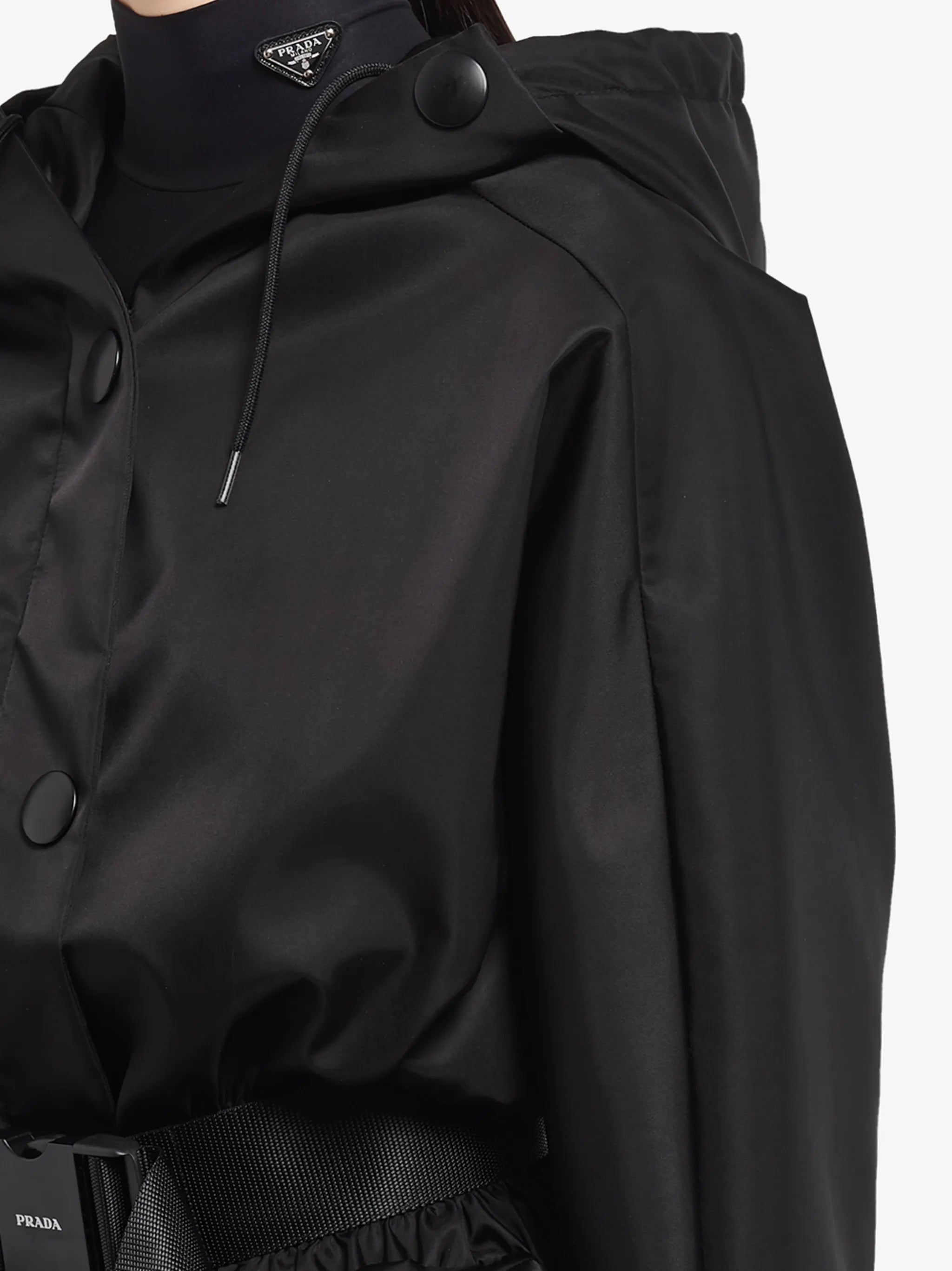 re-nylon gabardine belted jacket