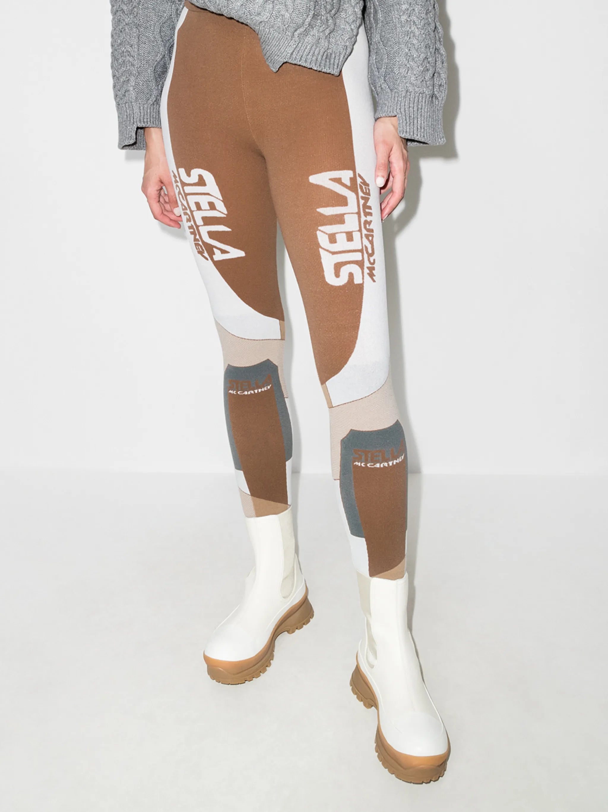 intarsia-knit panelled leggings