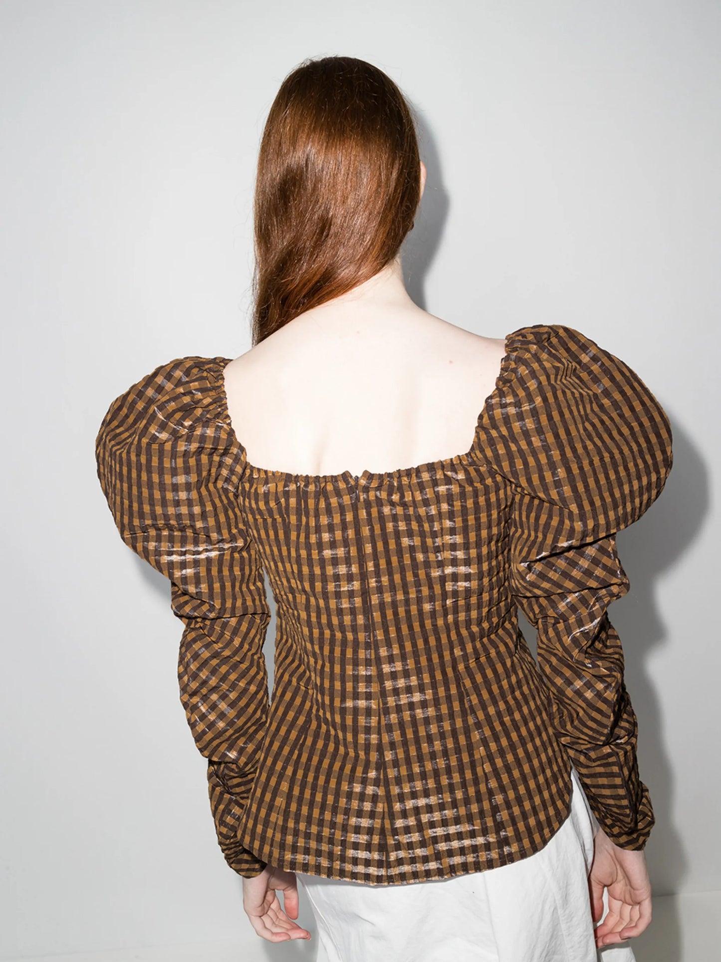 Maya seersucker checked blouse