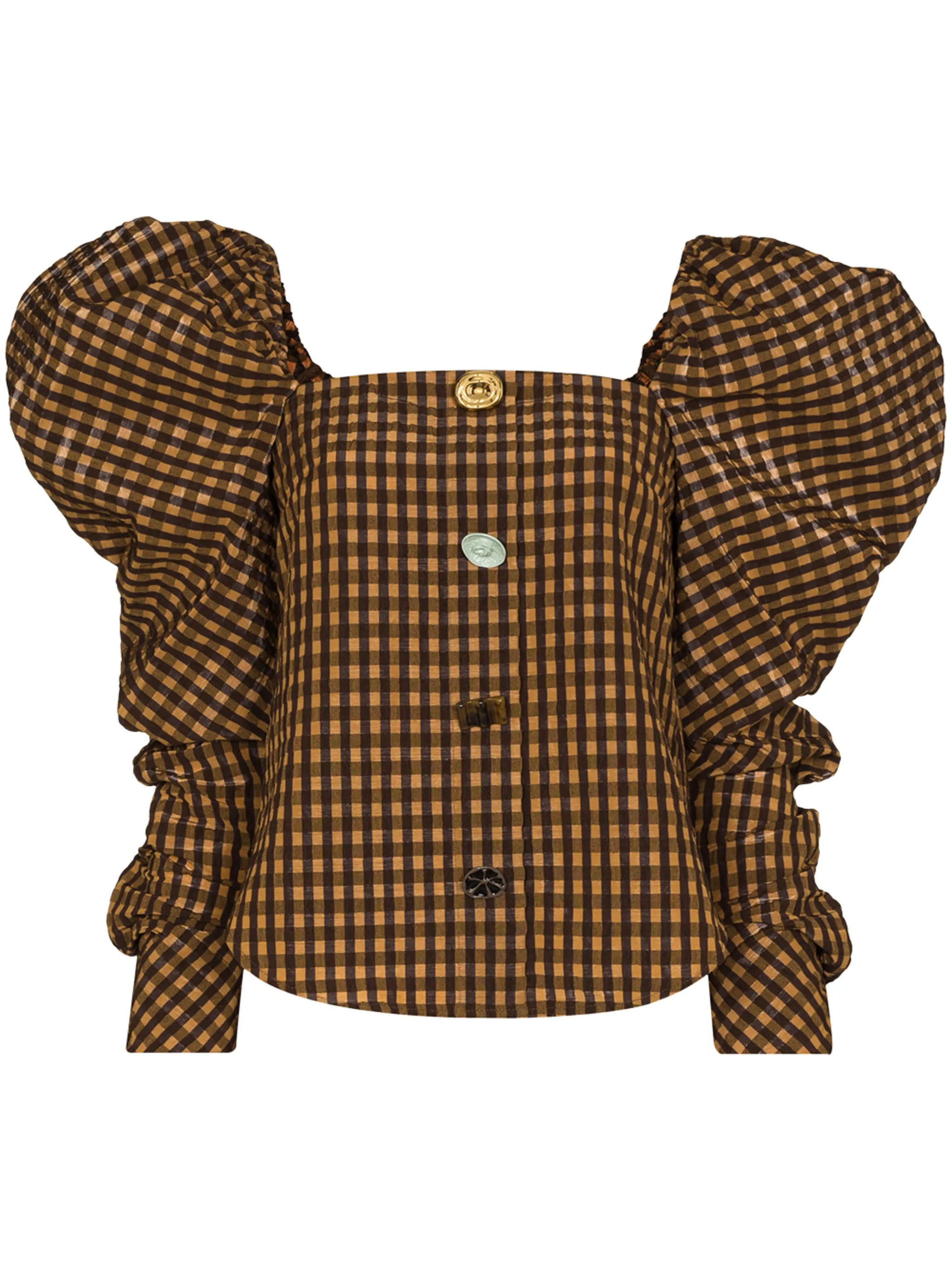 Maya seersucker checked blouse