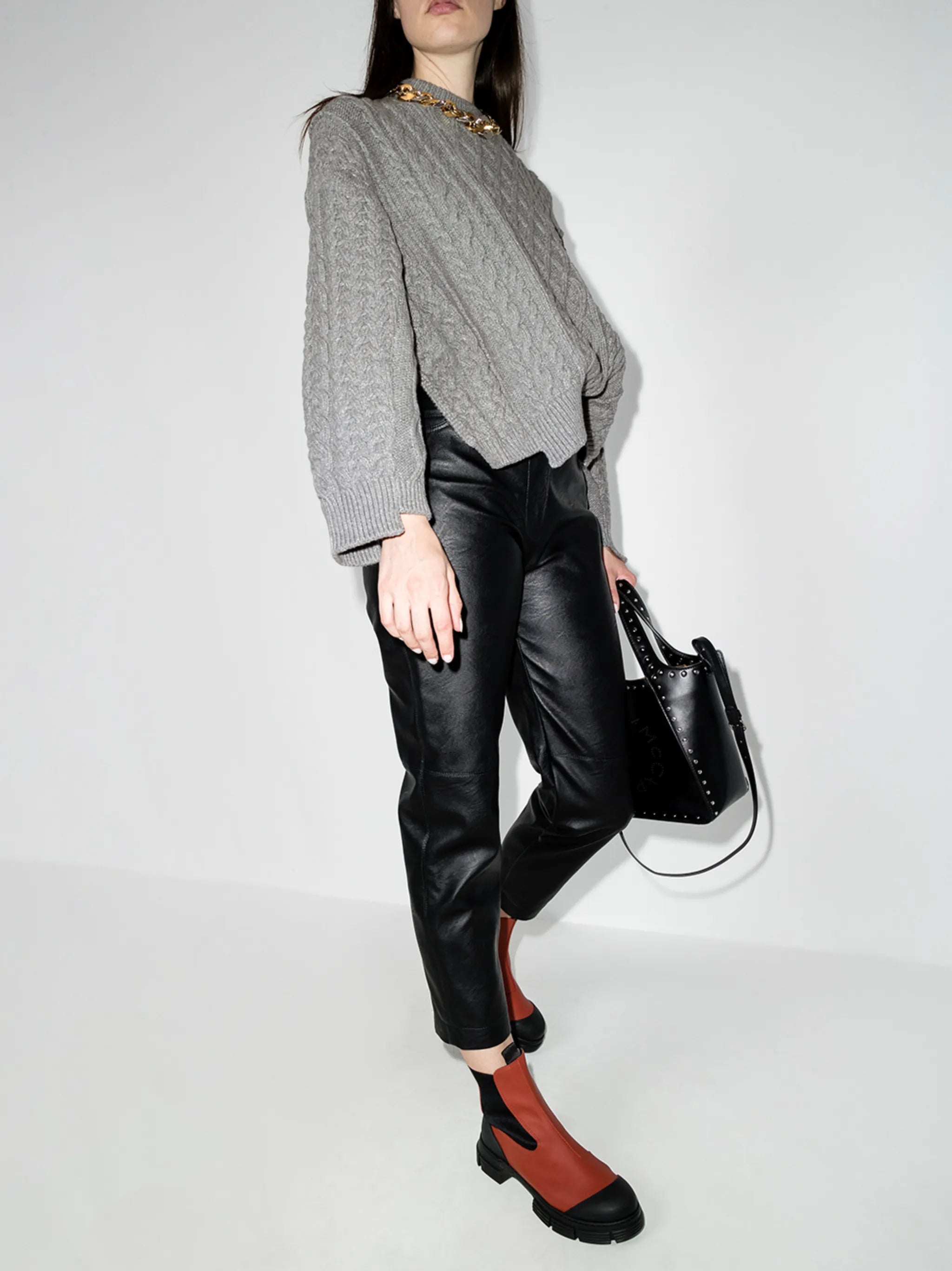 Aran stitch oversized jumper