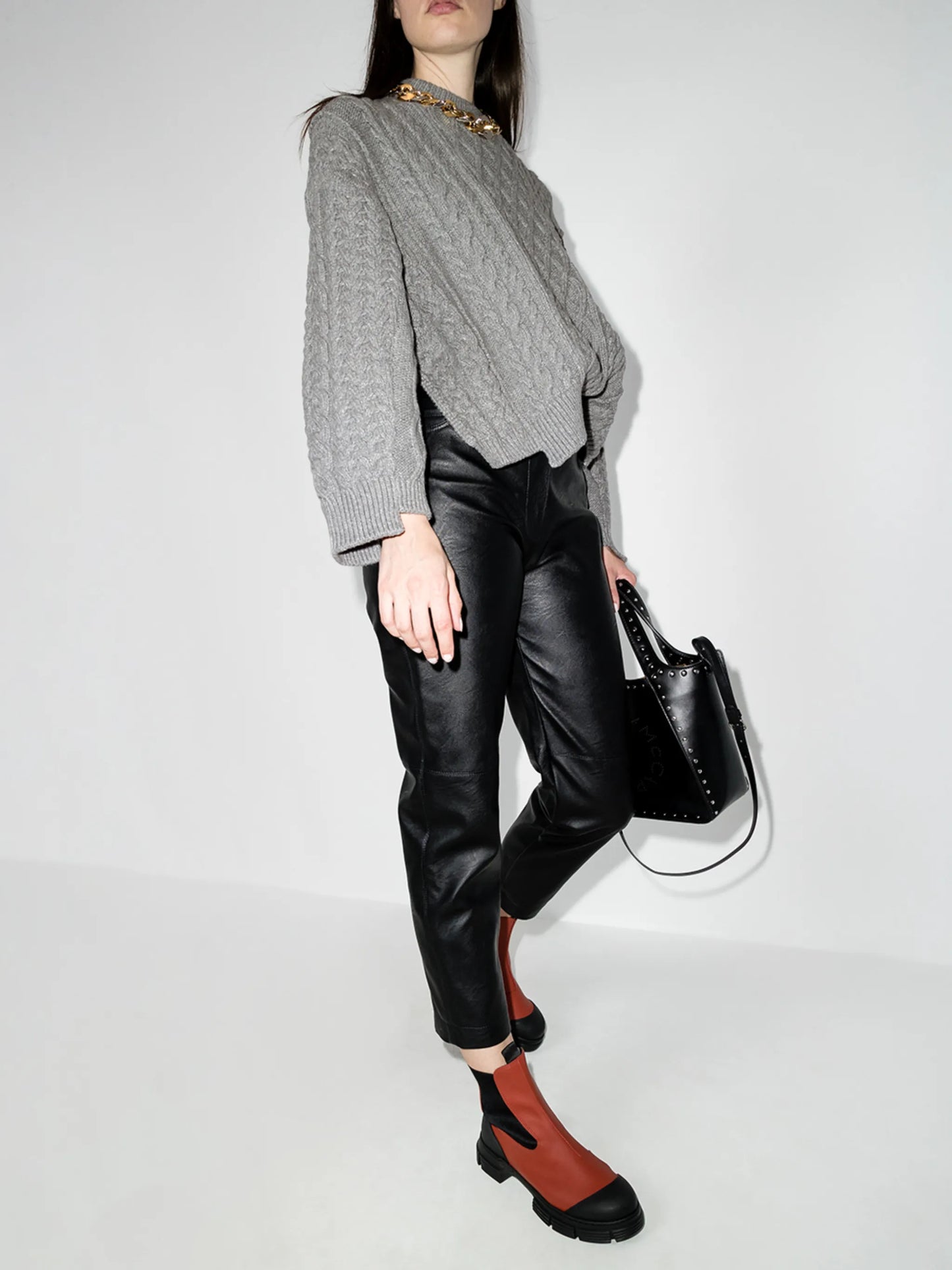 Aran stitch oversized jumper