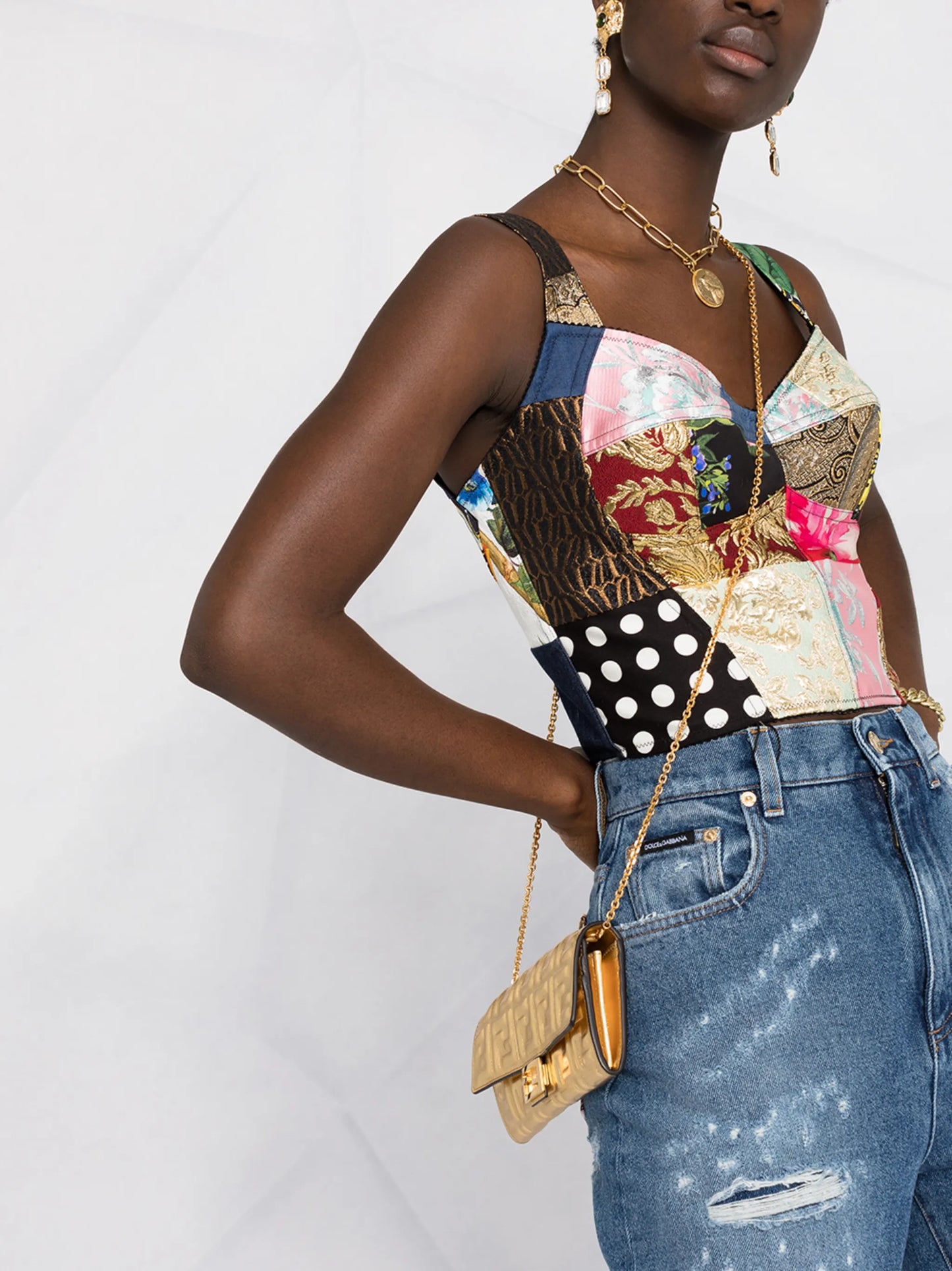 patchwork bustier top