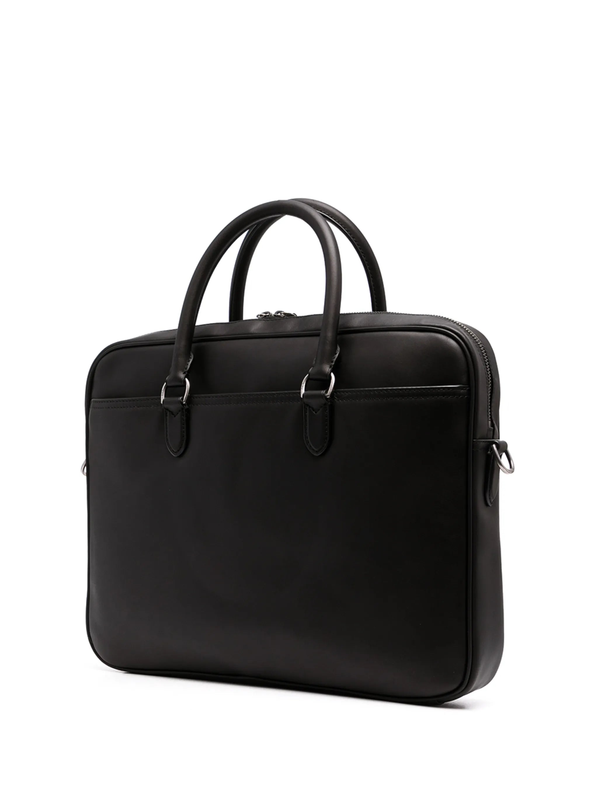 logo-print leather briefcase