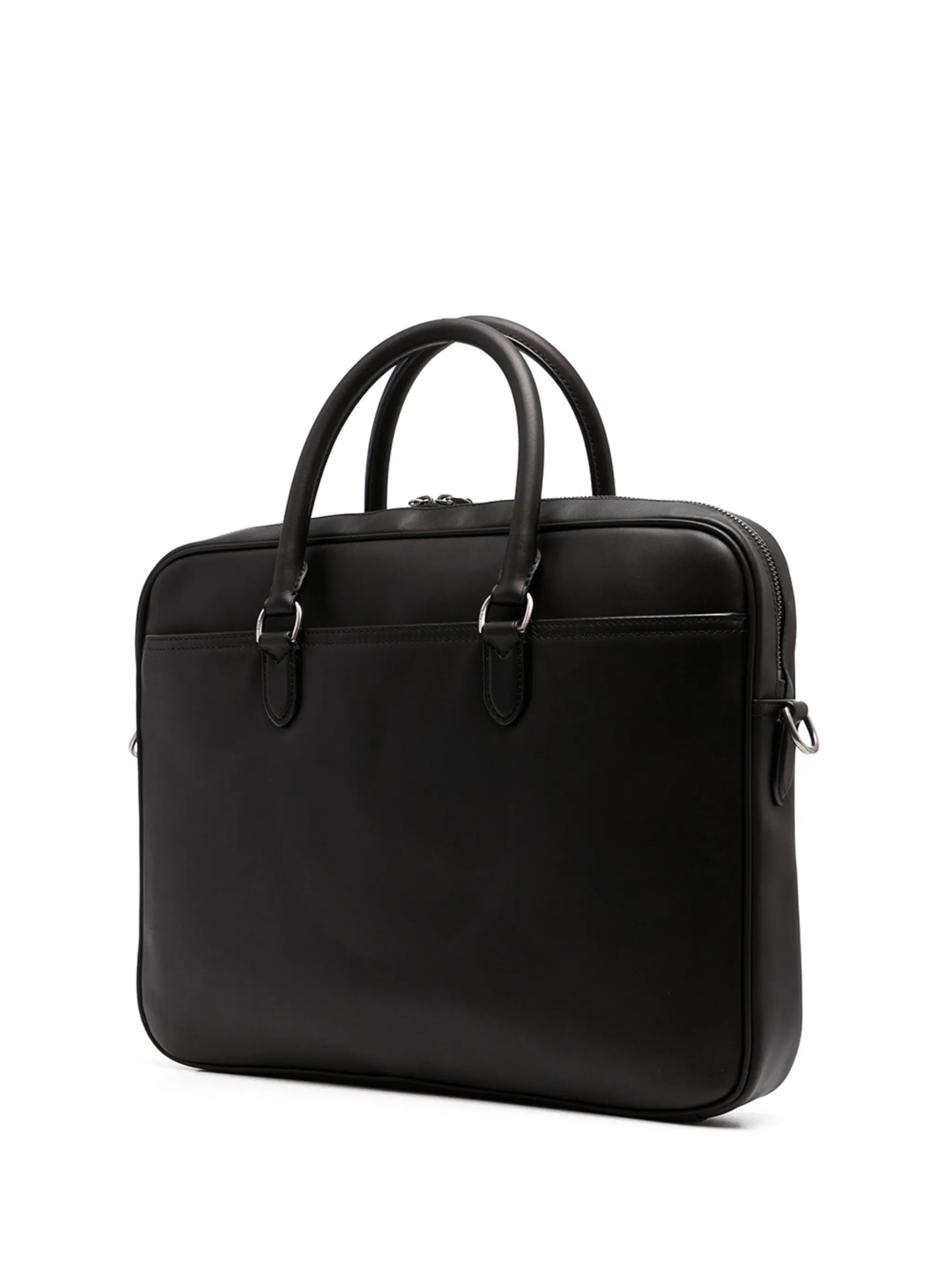 logo-print leather briefcase