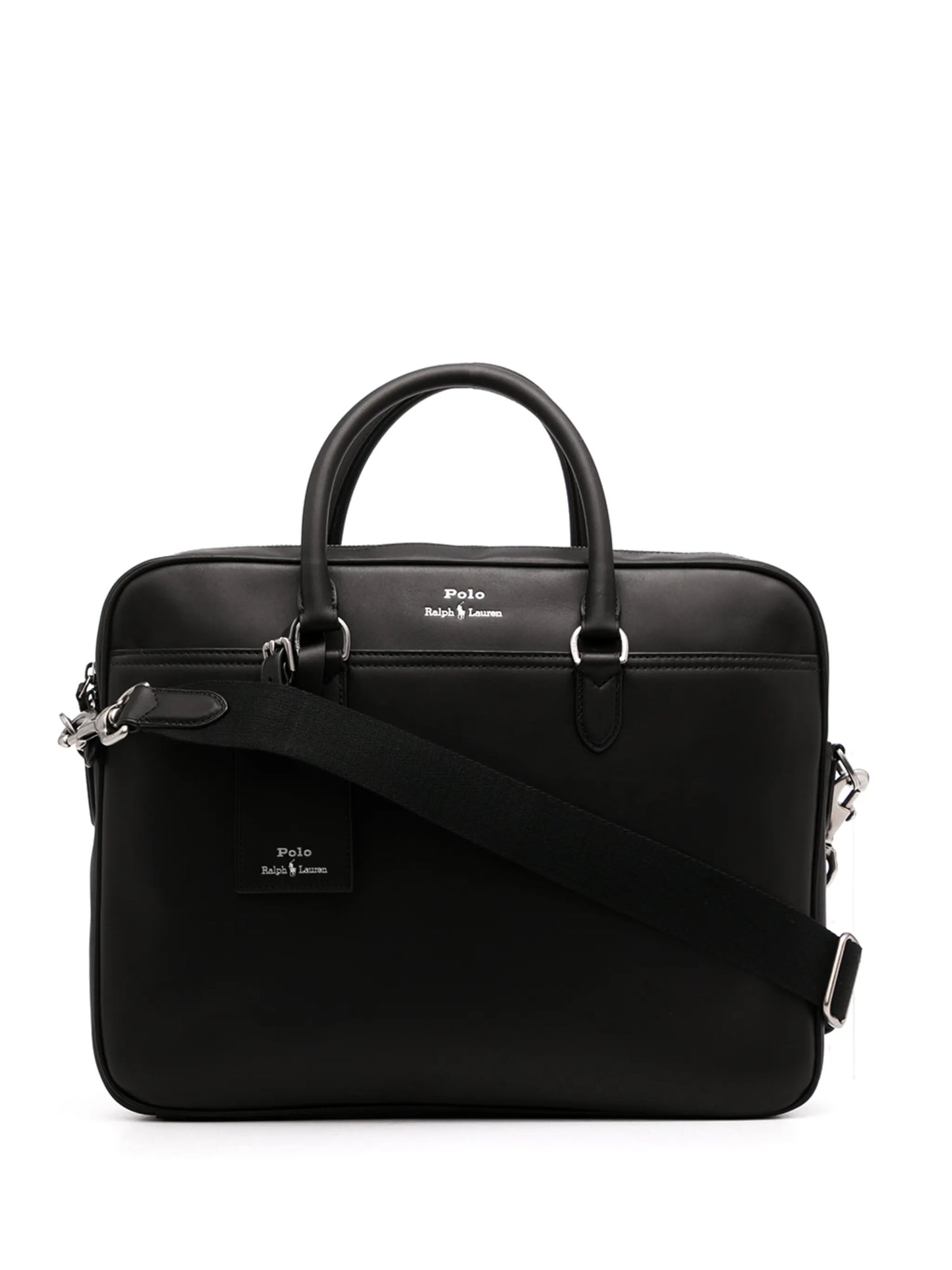 logo-print leather briefcase