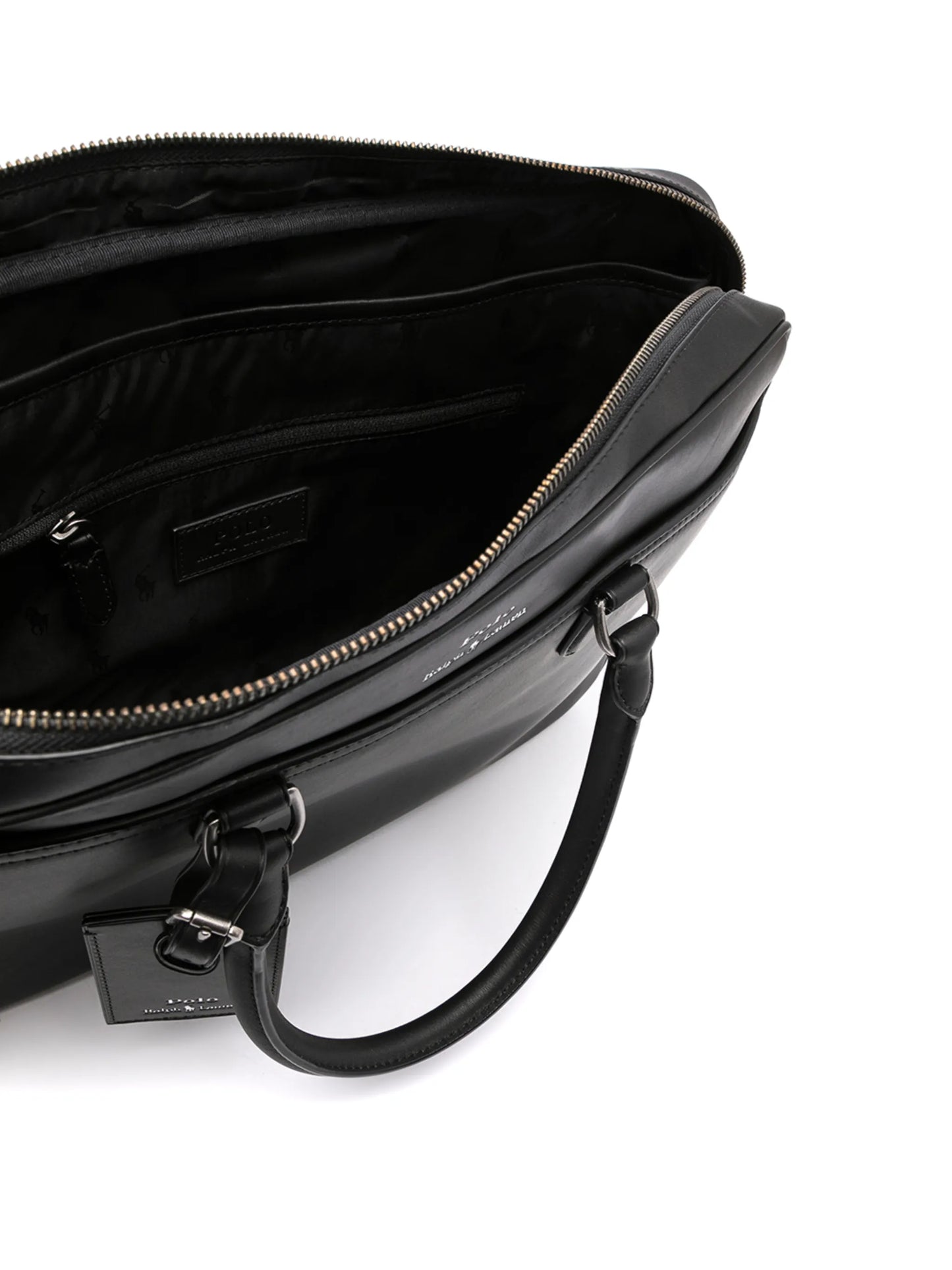 logo-print leather briefcase
