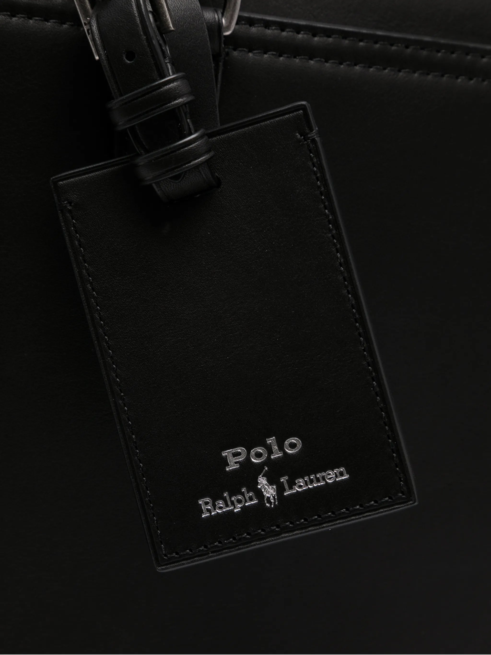 logo-print leather briefcase
