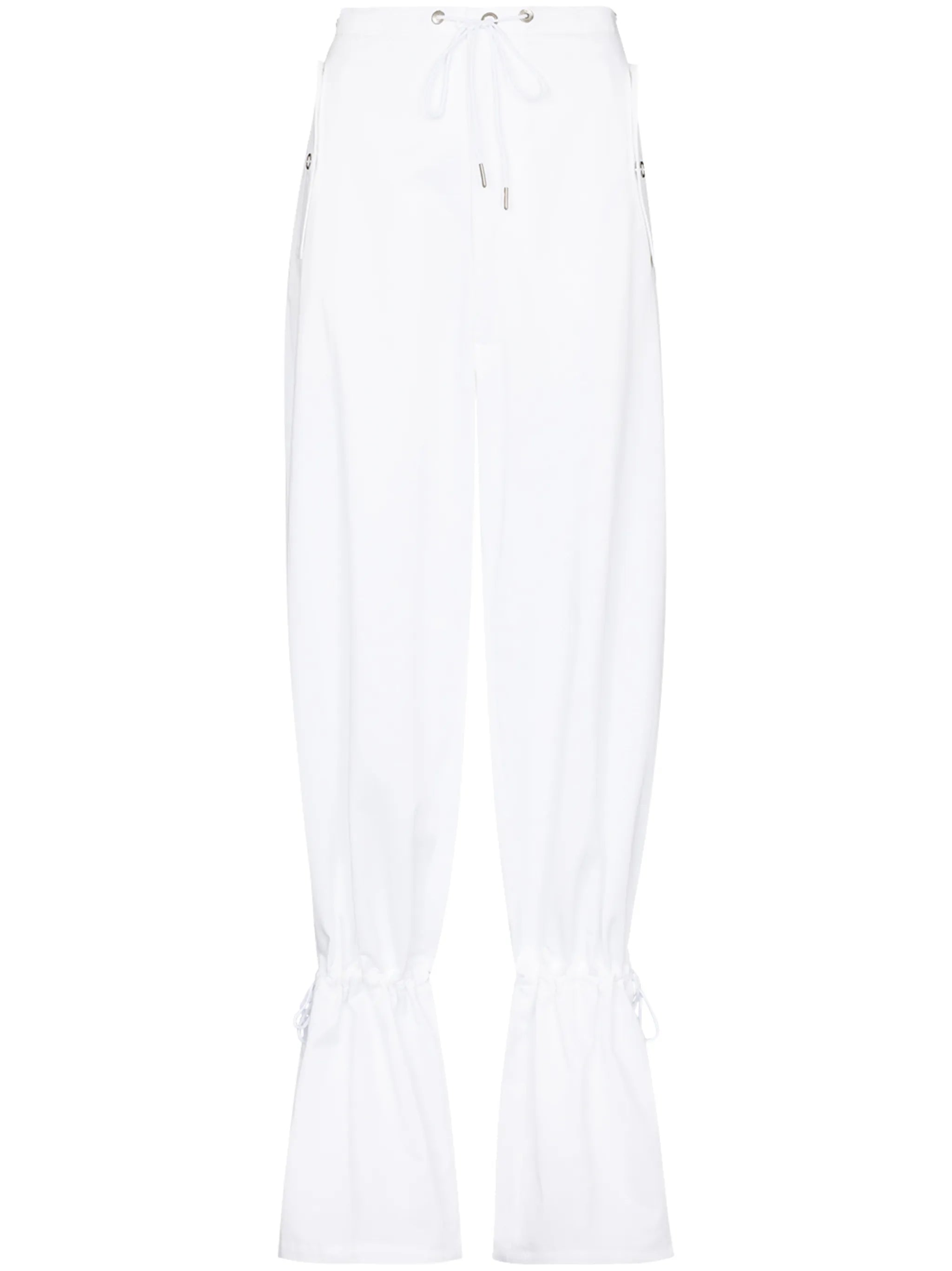 Eyelet tie-cuff flared trousers