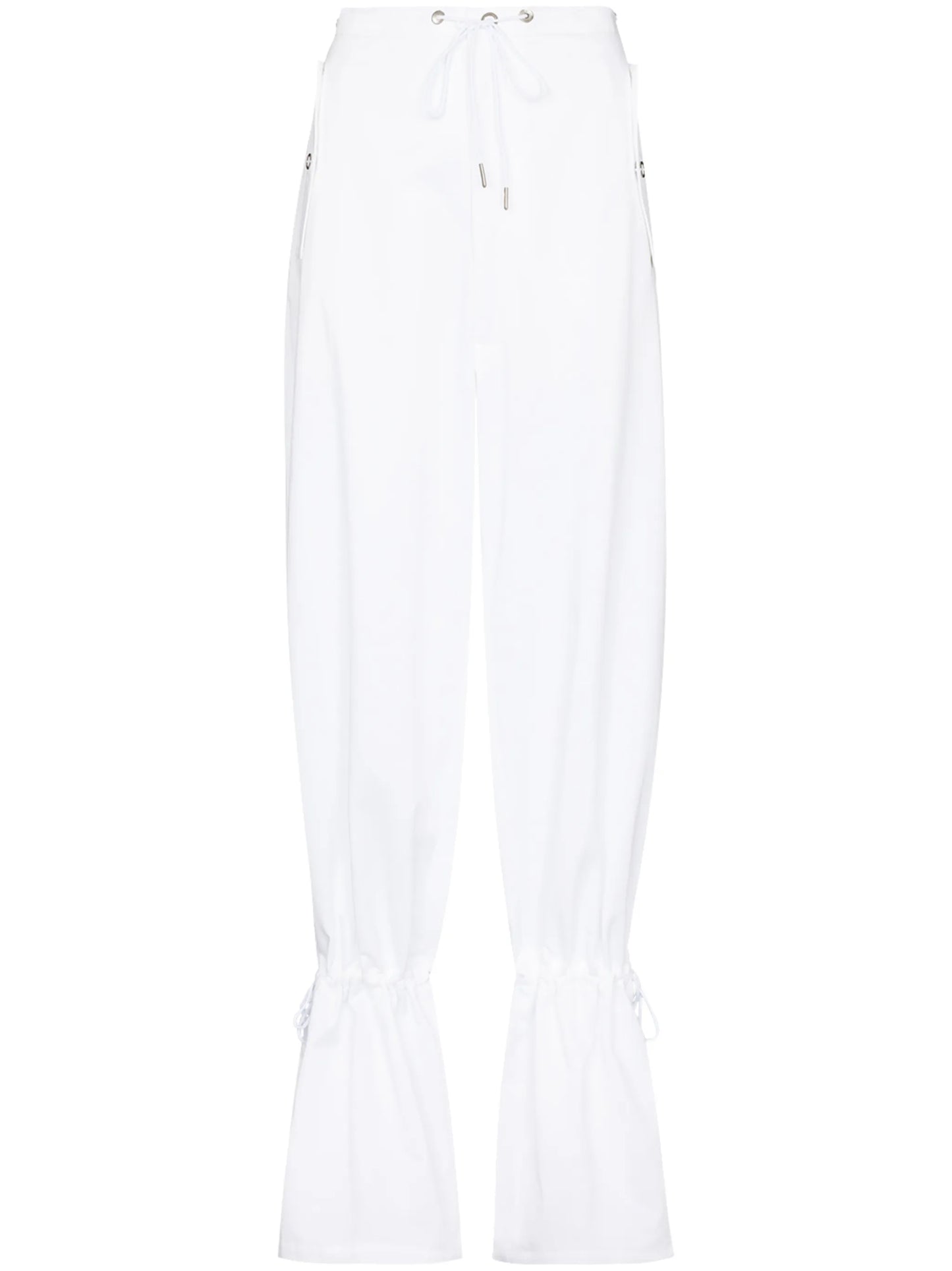 Eyelet tie-cuff flared trousers