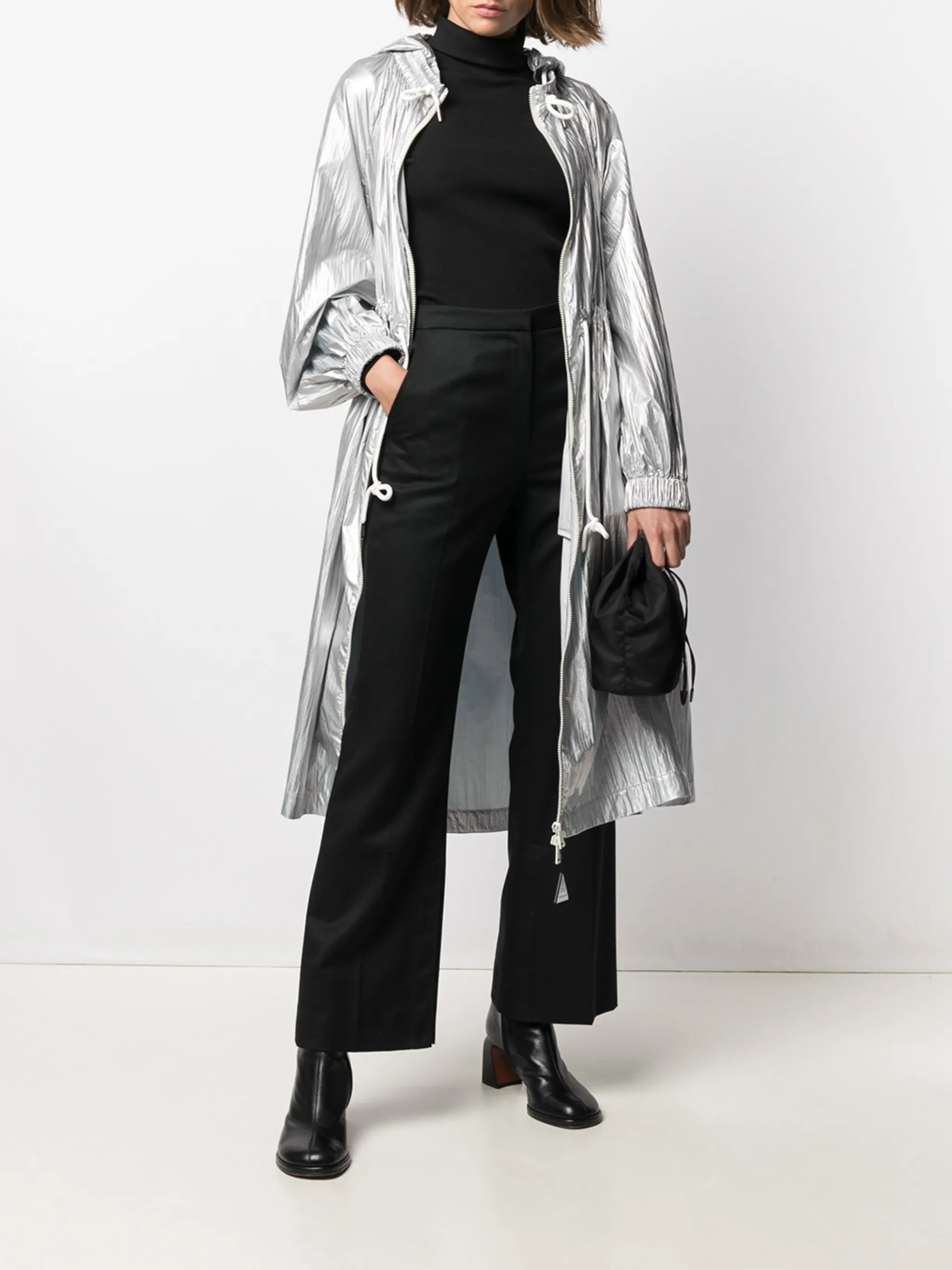 metallic hooded jacket