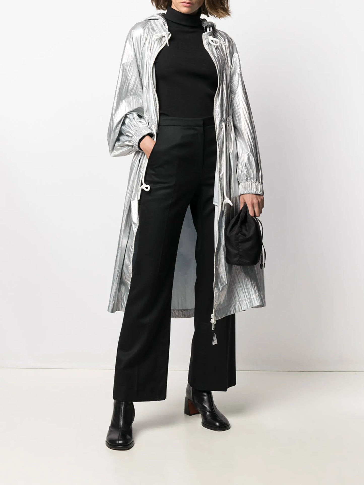 metallic hooded jacket