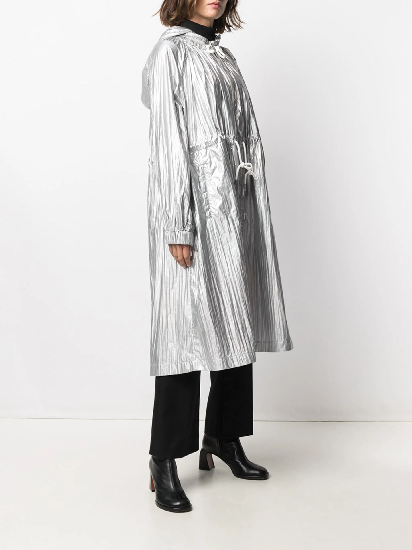 metallic hooded jacket