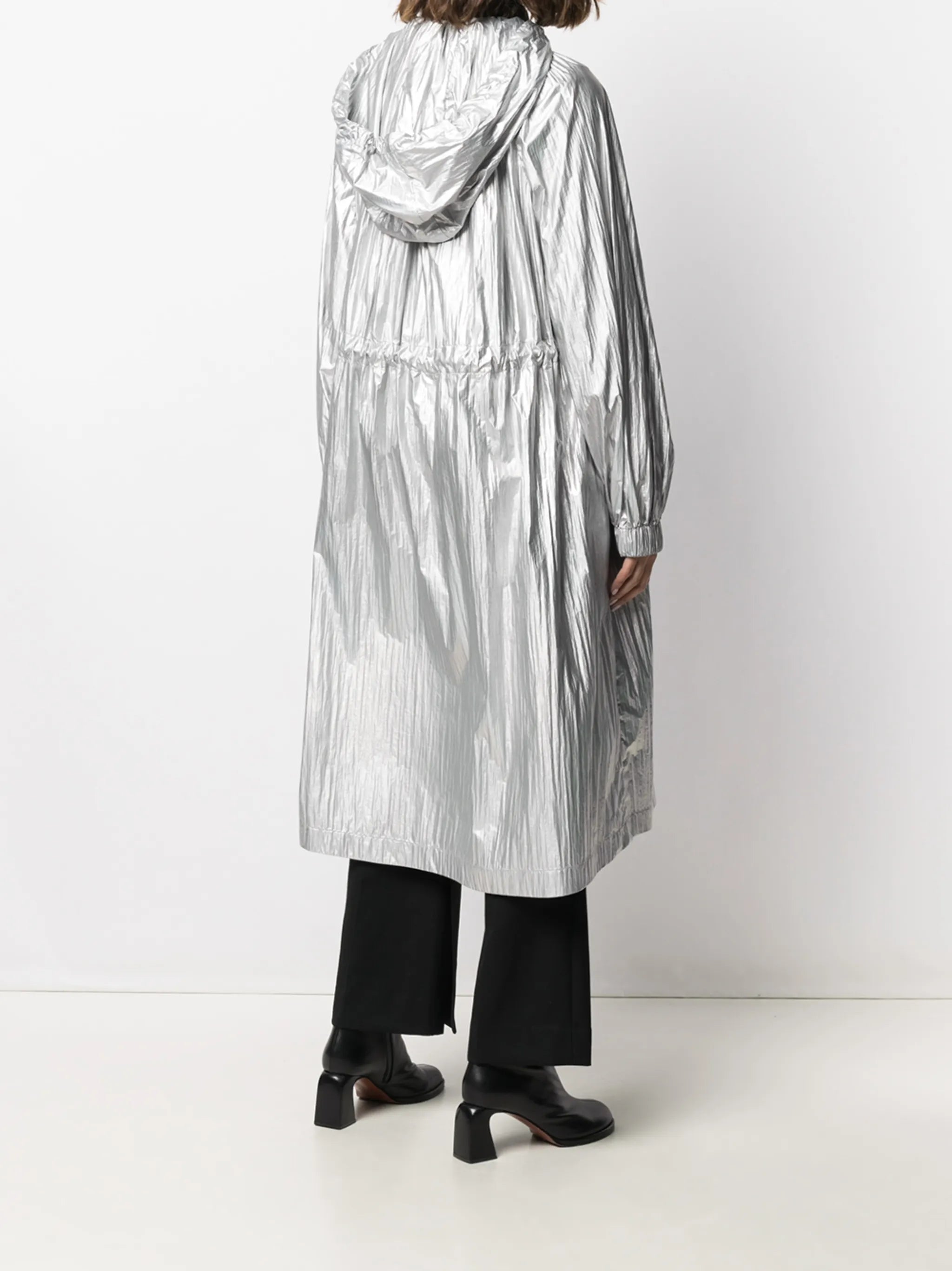 metallic hooded jacket