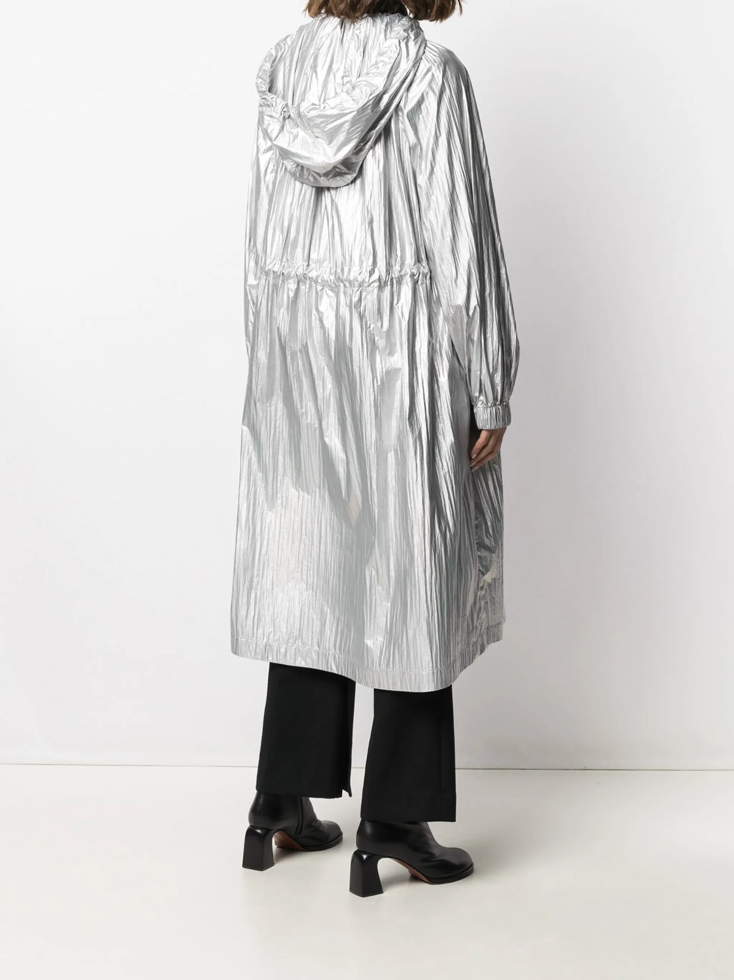metallic hooded jacket