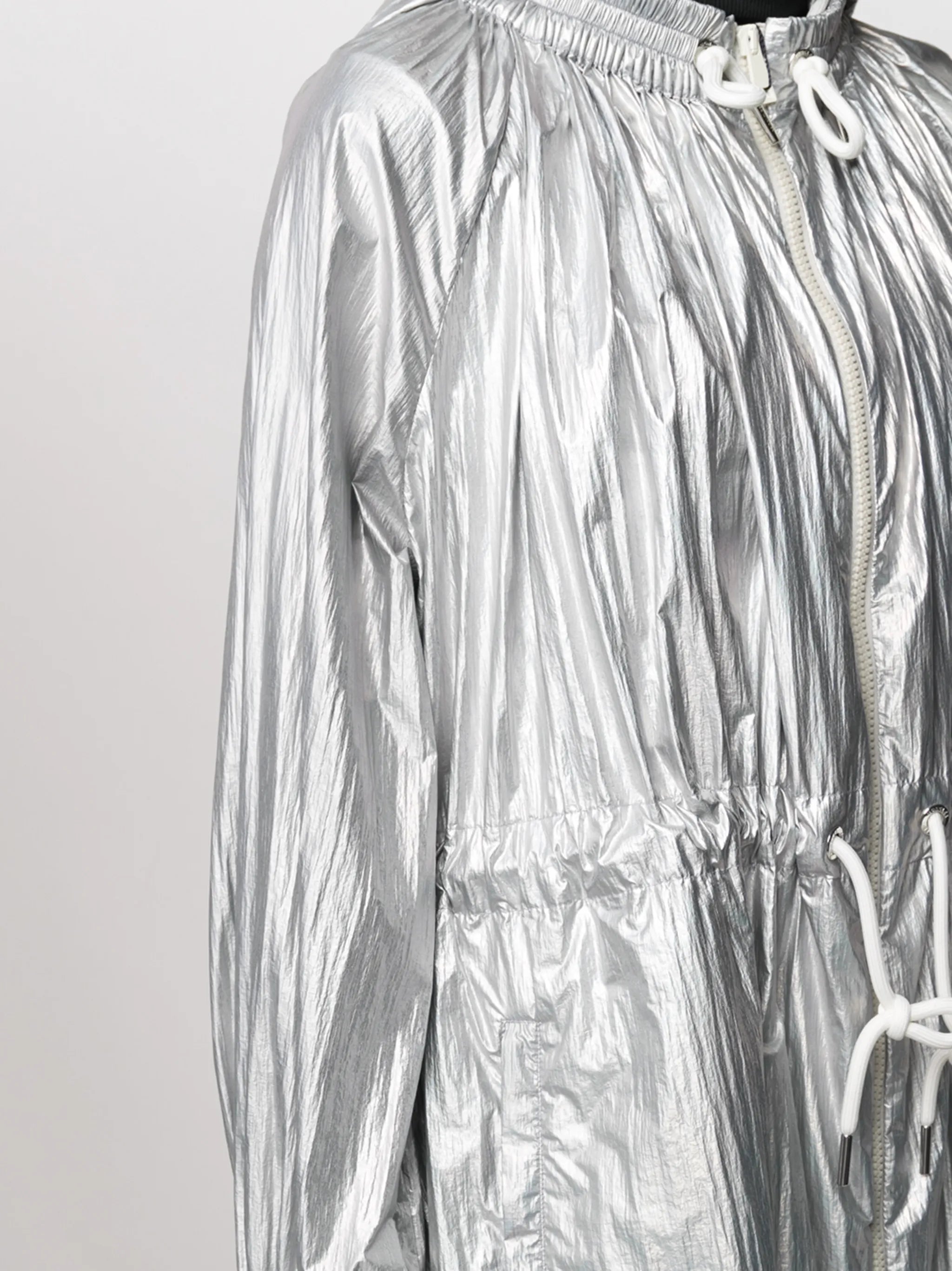 metallic hooded jacket