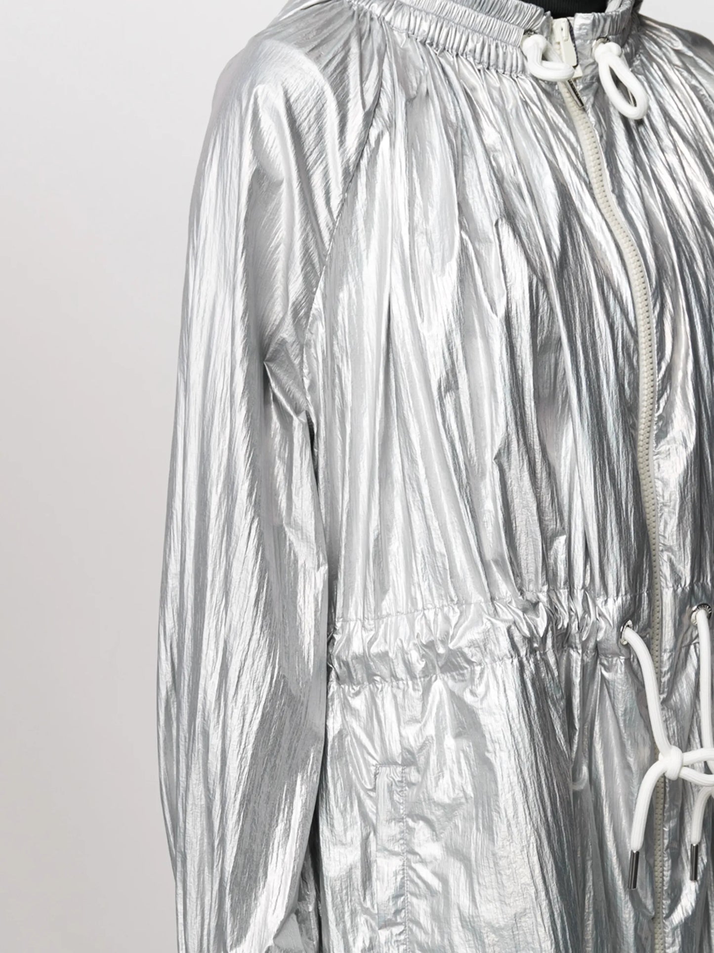 metallic hooded jacket