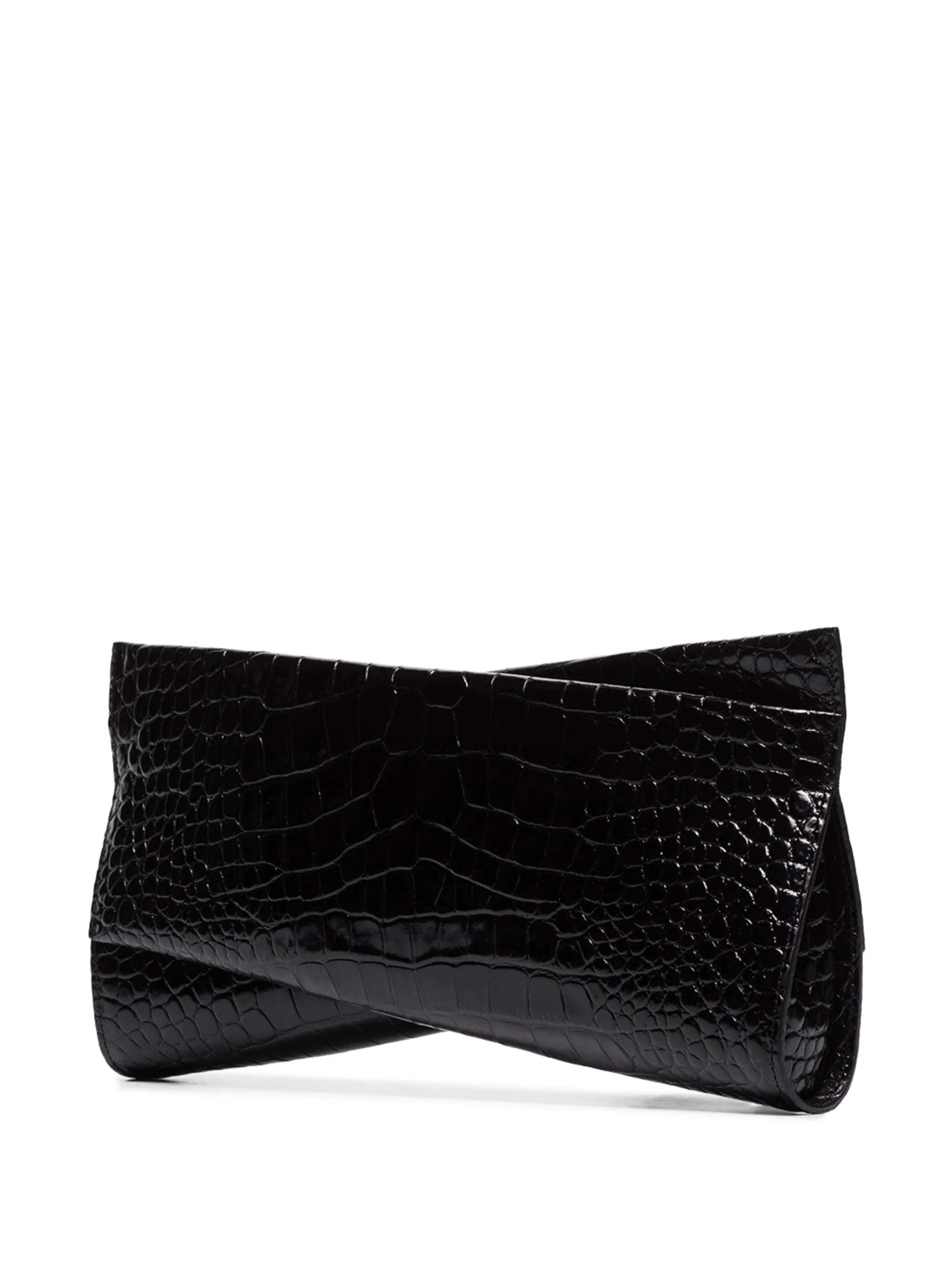 Loubi crocodile-effect clutch bag