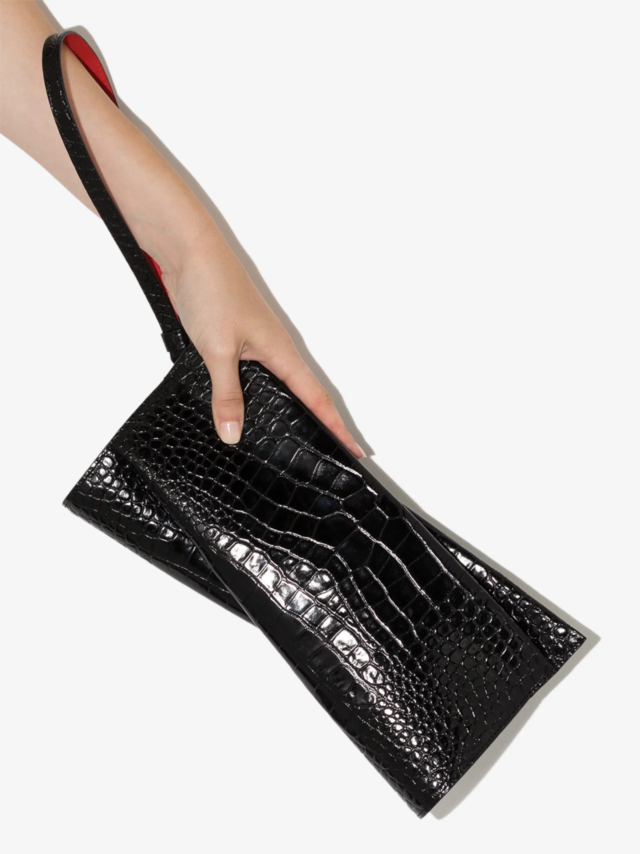 Loubi crocodile-effect clutch bag