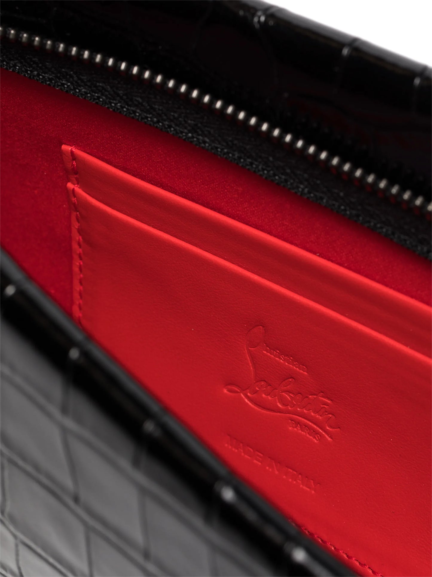Loubi crocodile-effect clutch bag