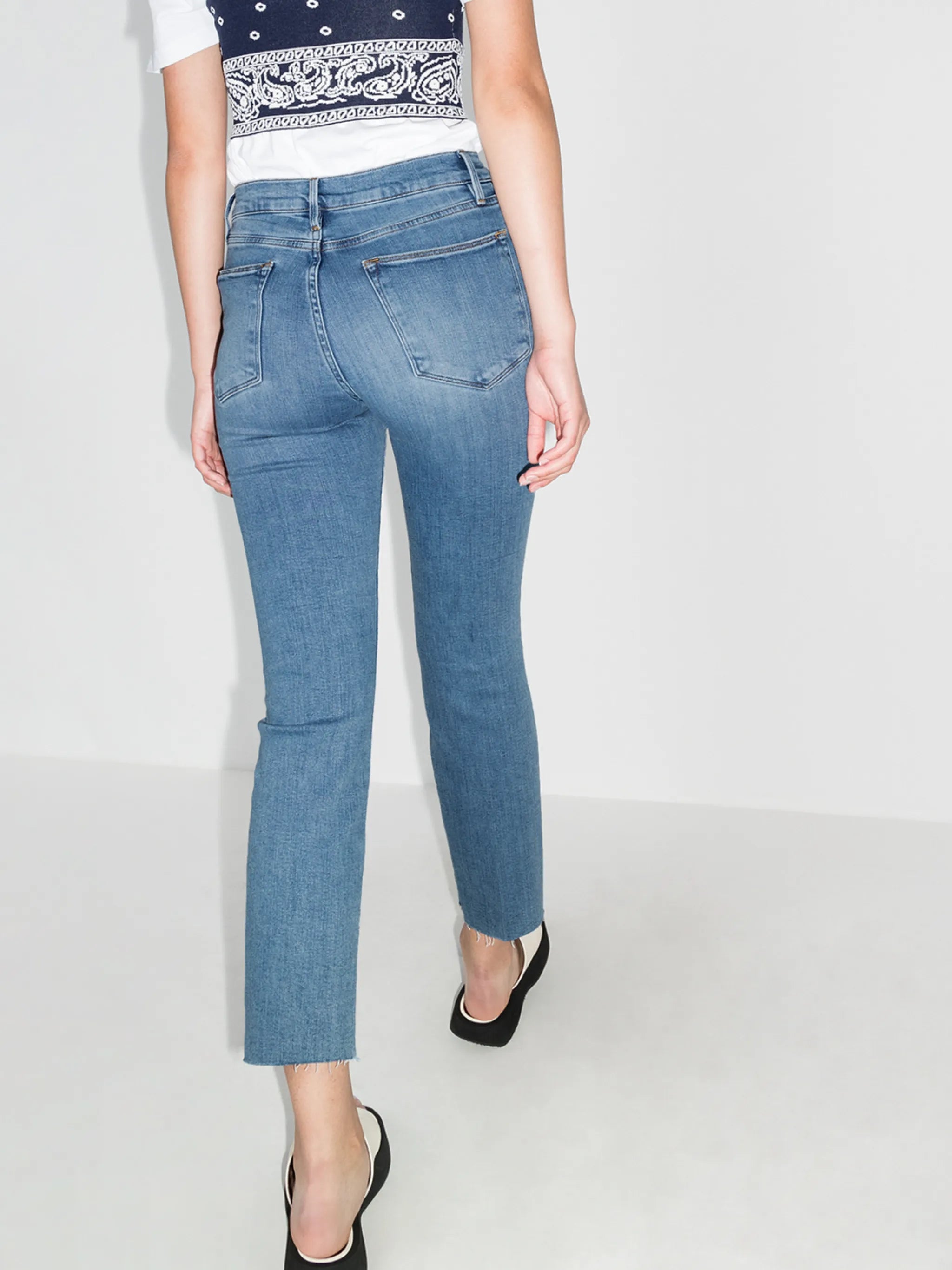 cropped straight leg jeans