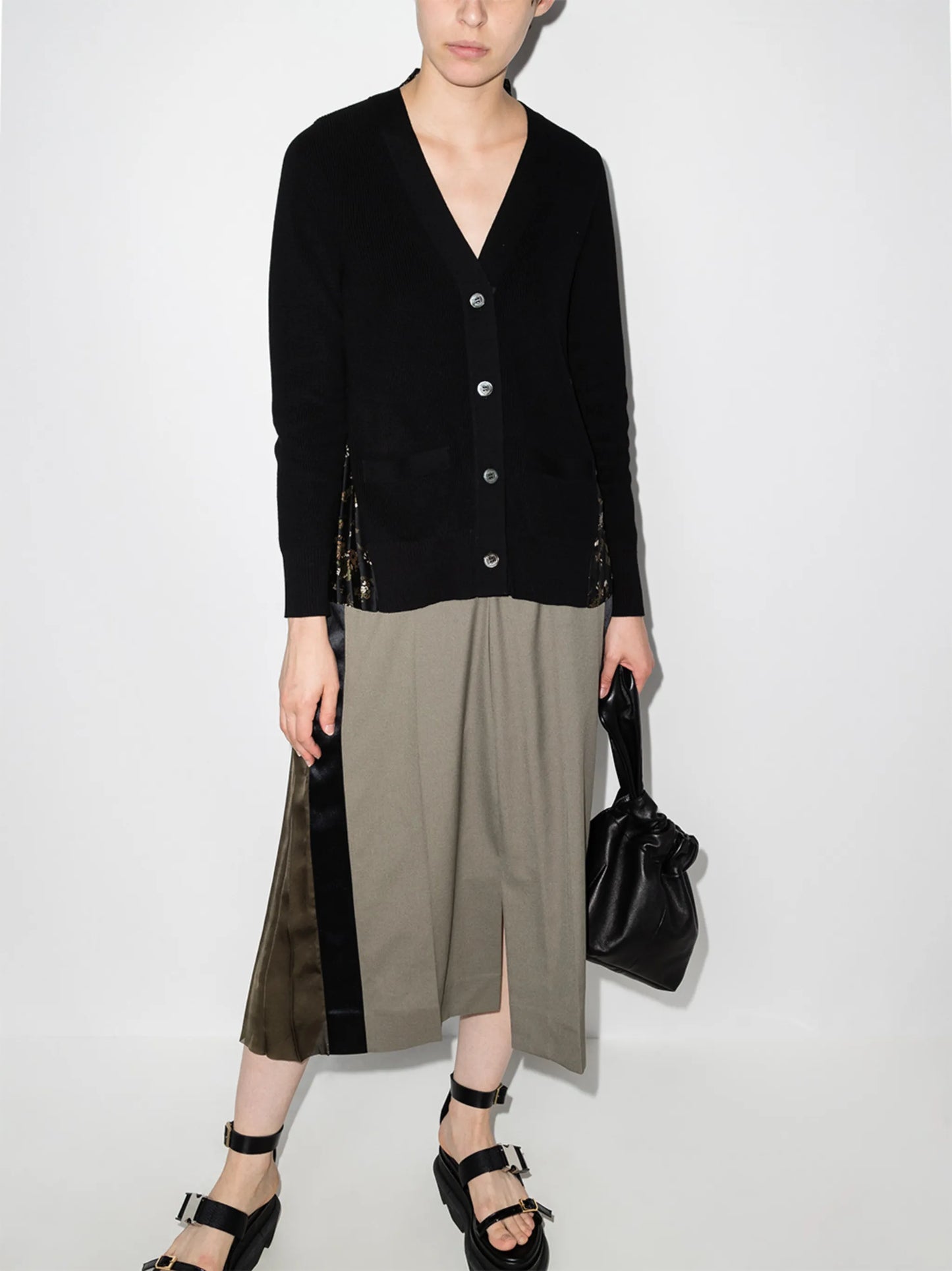 contrast-panel cardigan