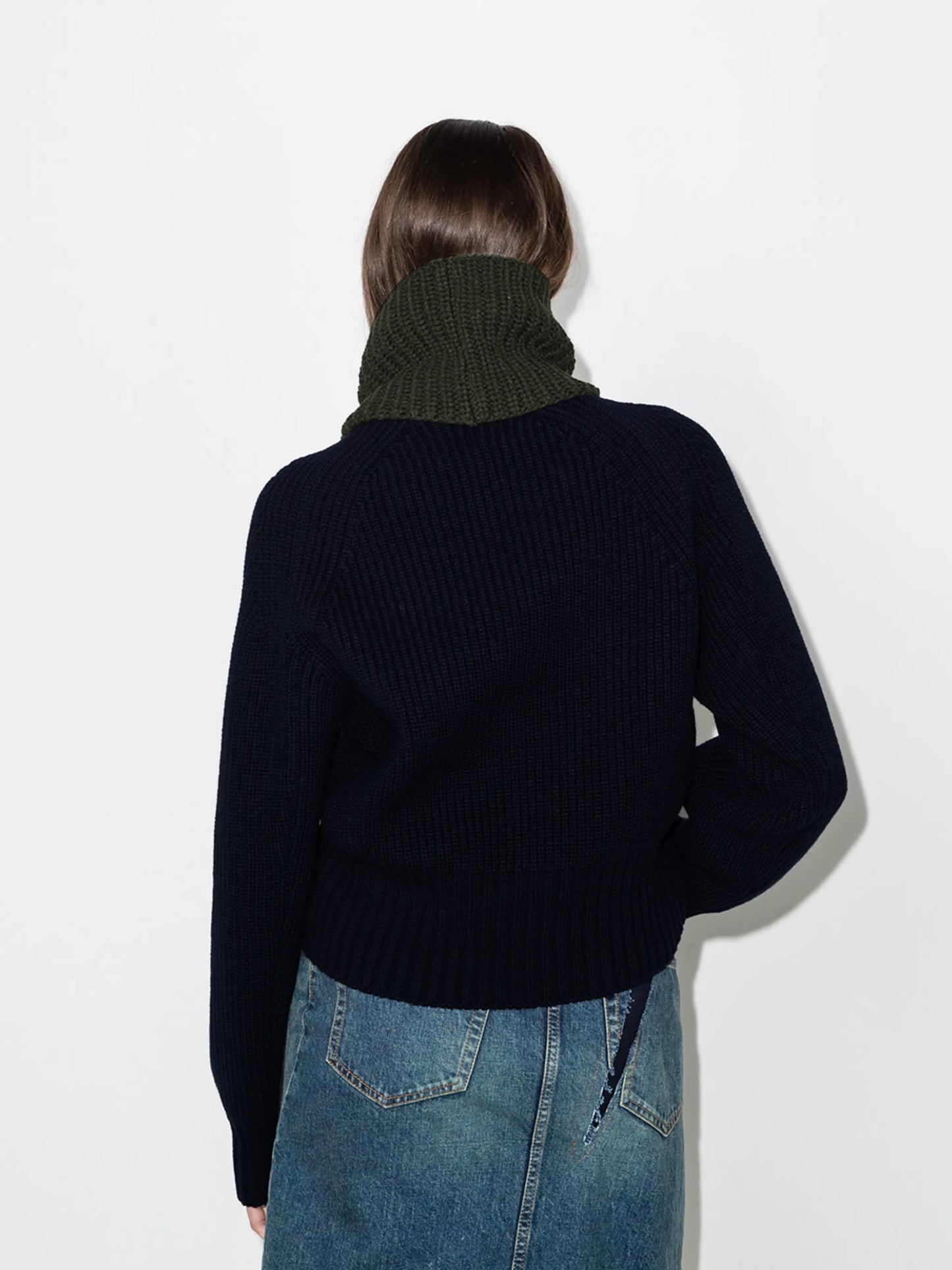cropped two-tone wool-blend jumper
