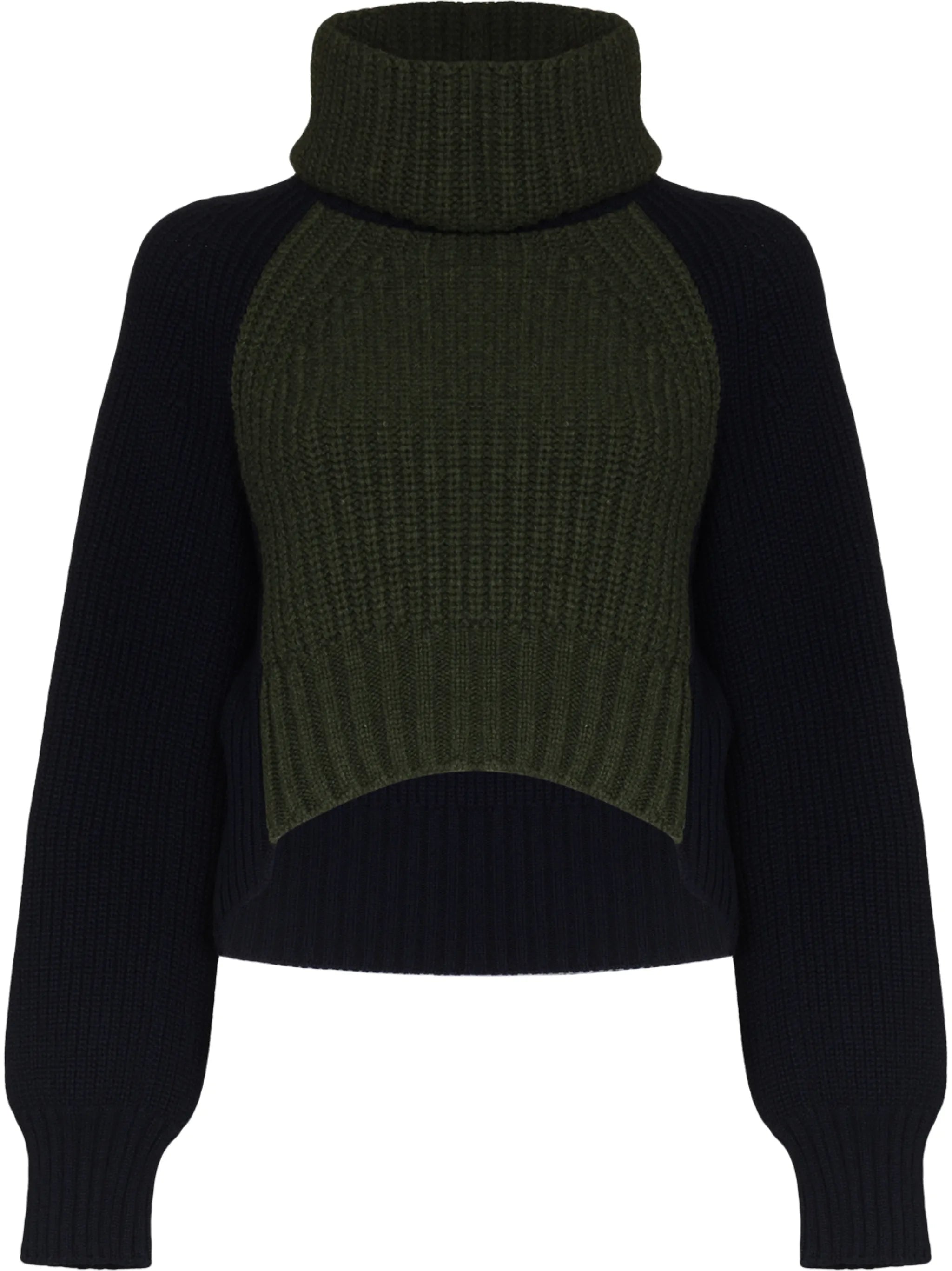 cropped two-tone wool-blend jumper