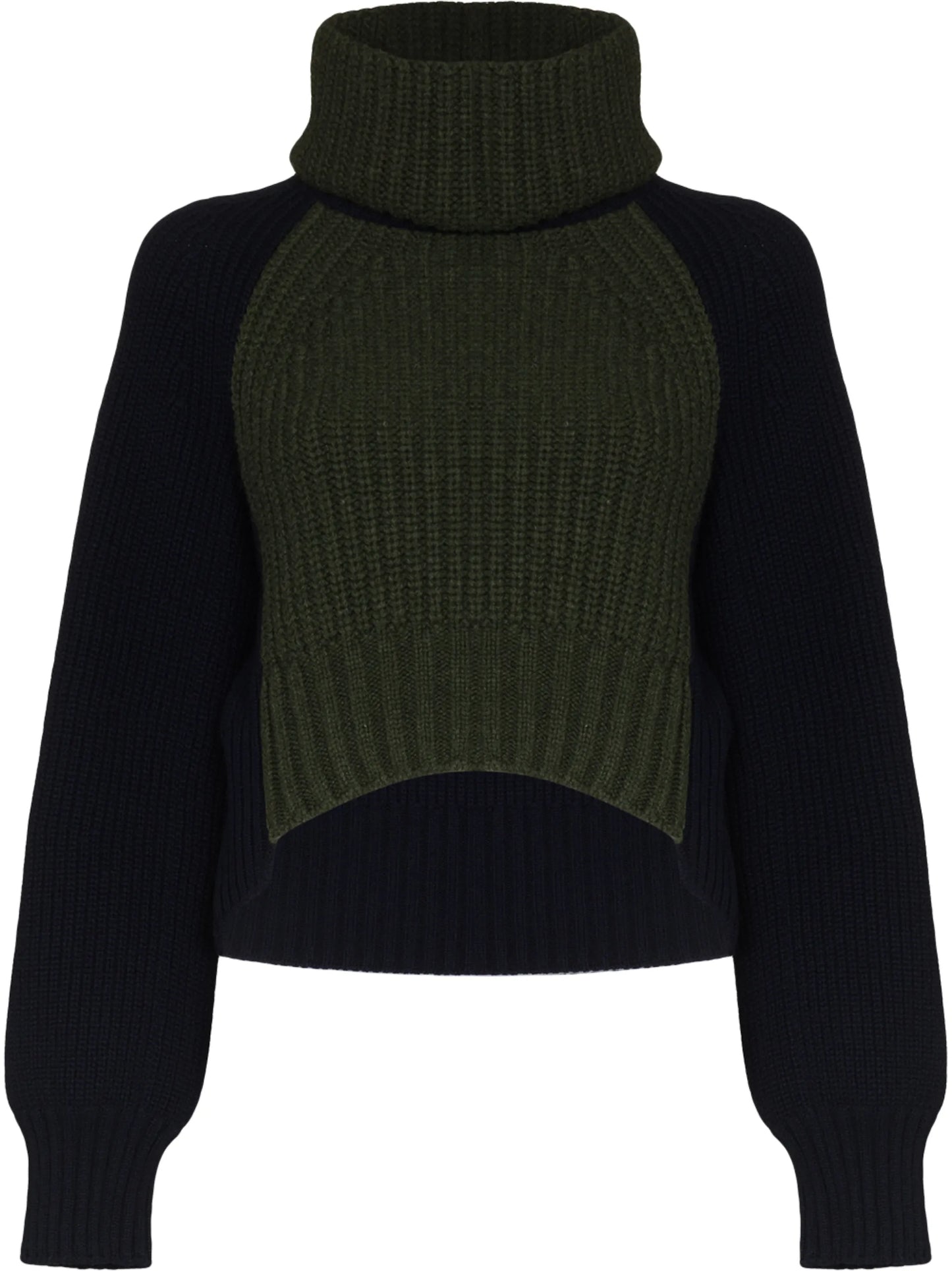 cropped two-tone wool-blend jumper