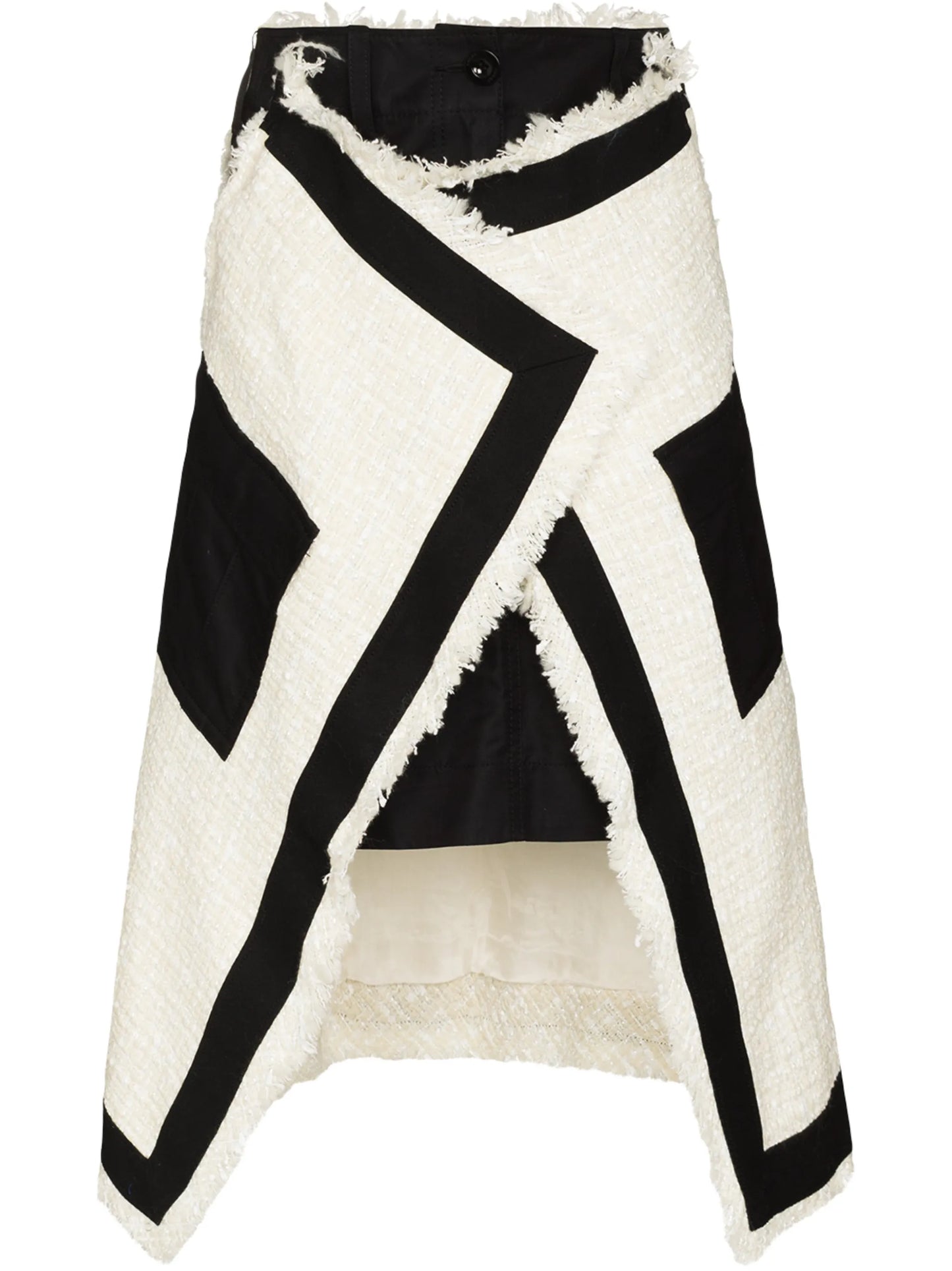 Overlayer wool tweed midi skirt