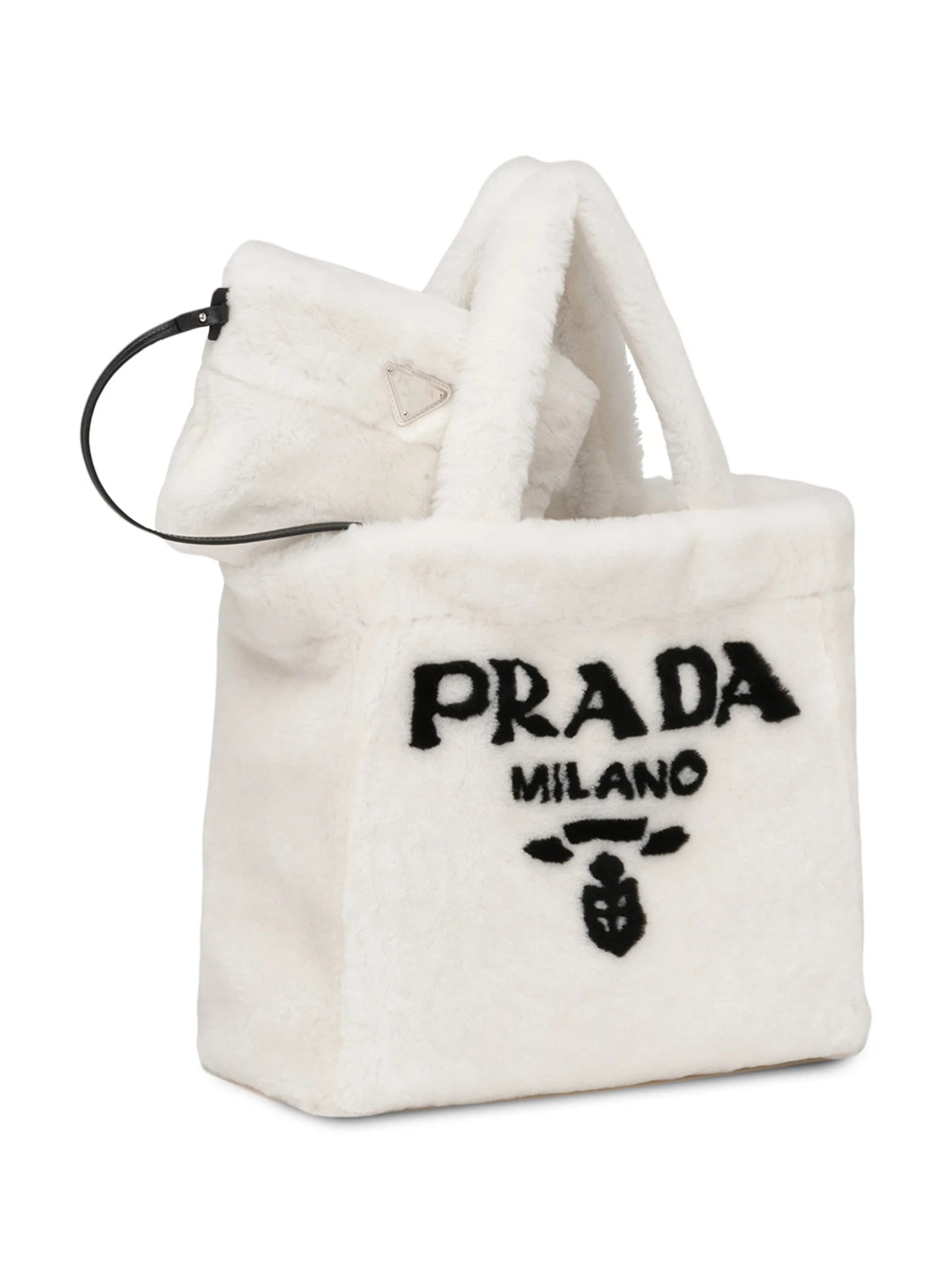 logo-print shearling tote bag
