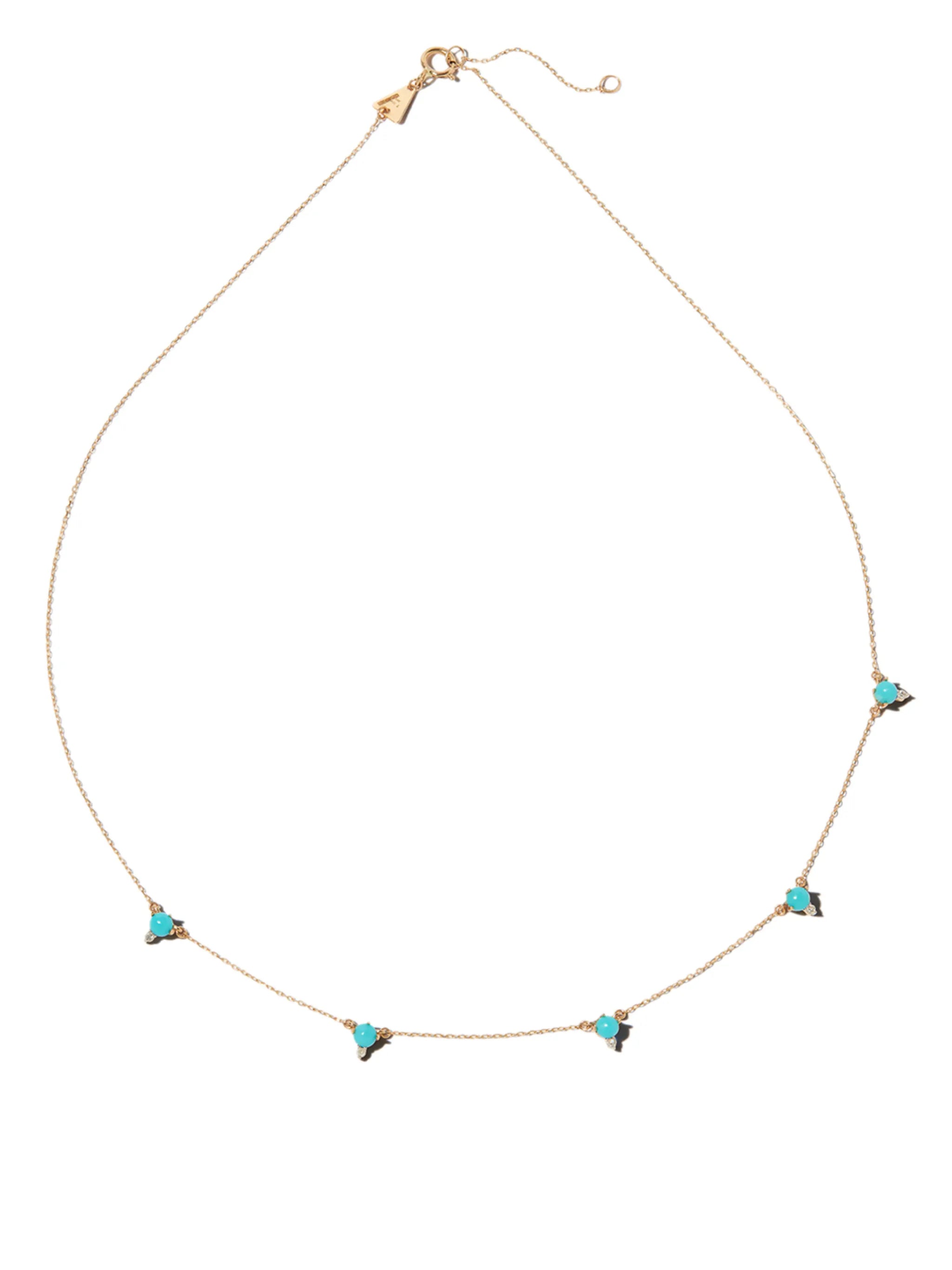 14kt yellow gold turquoise necklace